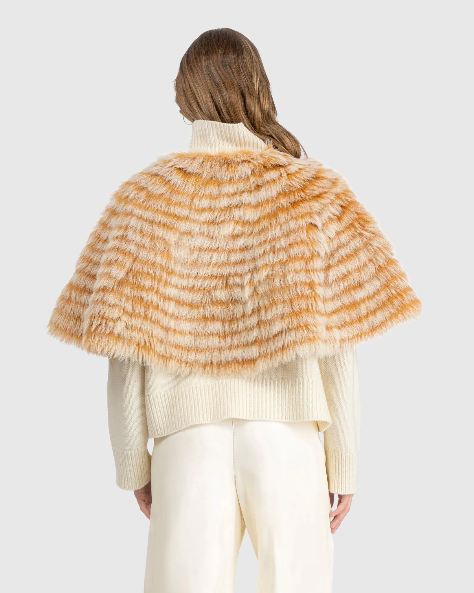 Toscana Shearling Lamb Layered Capelet - Image 4