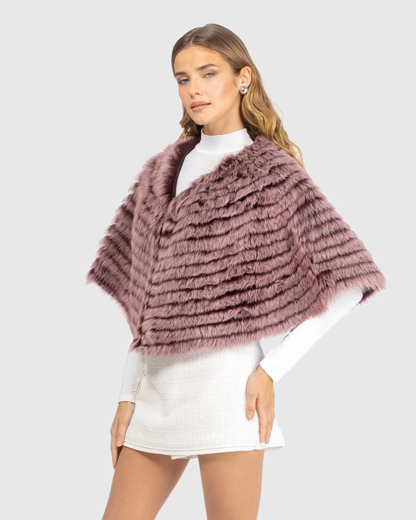 Toscana Shearling Lamb Layered Capelet - Image 6