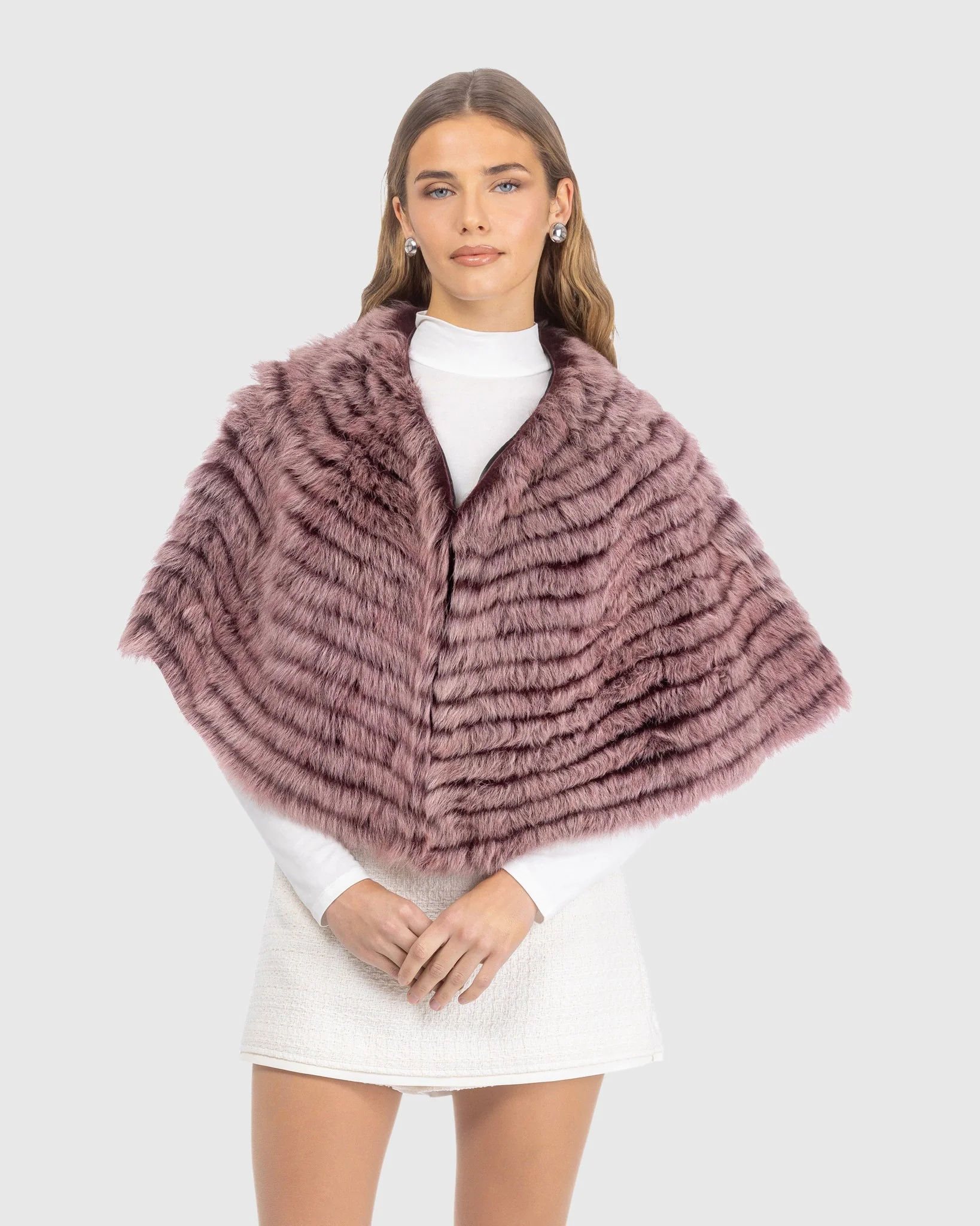 Toscana Shearling Lamb Layered Capelet - Image 7