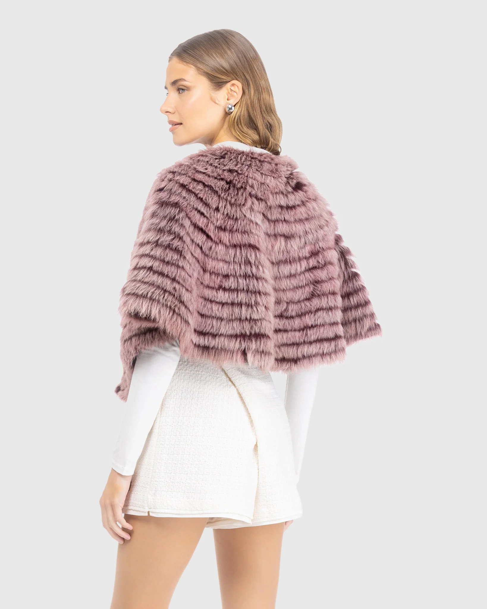 Toscana Shearling Lamb Layered Capelet - Image 8