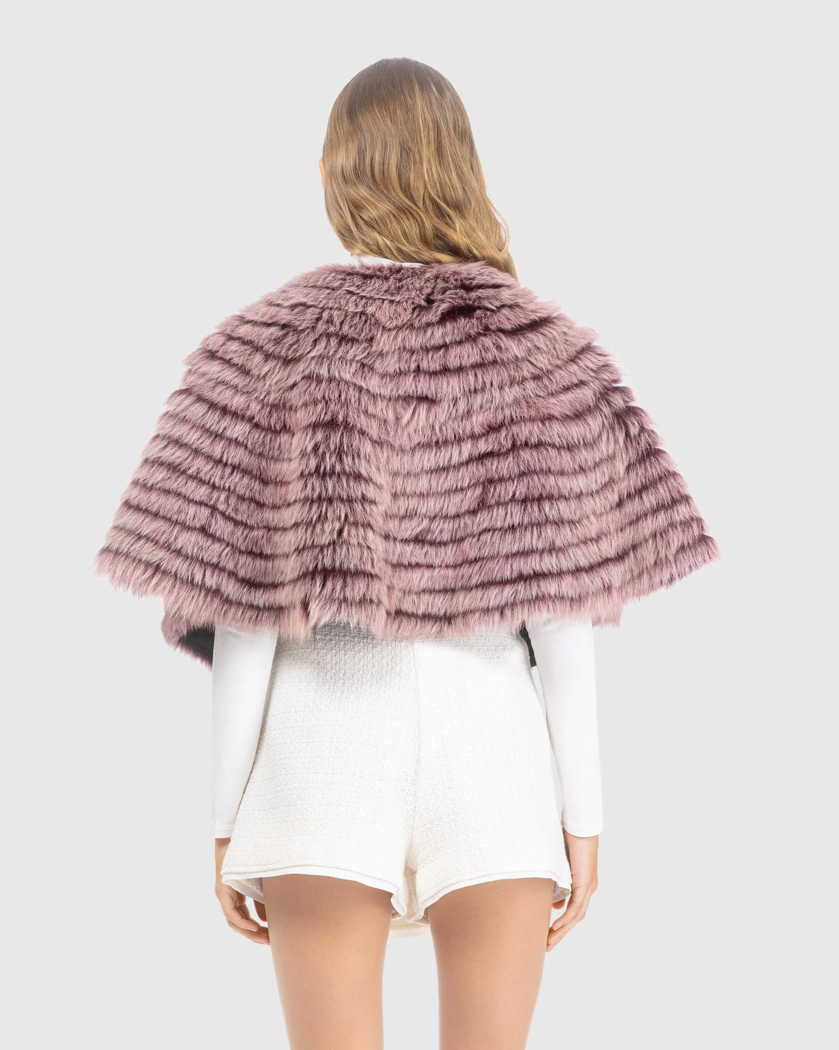 Toscana Shearling Lamb Layered Capelet - Image 9