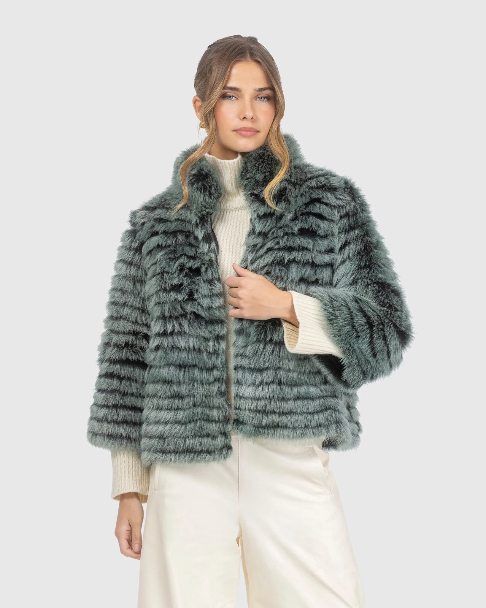 Toscana Shearling Lamb Layered Jacket - Image 10