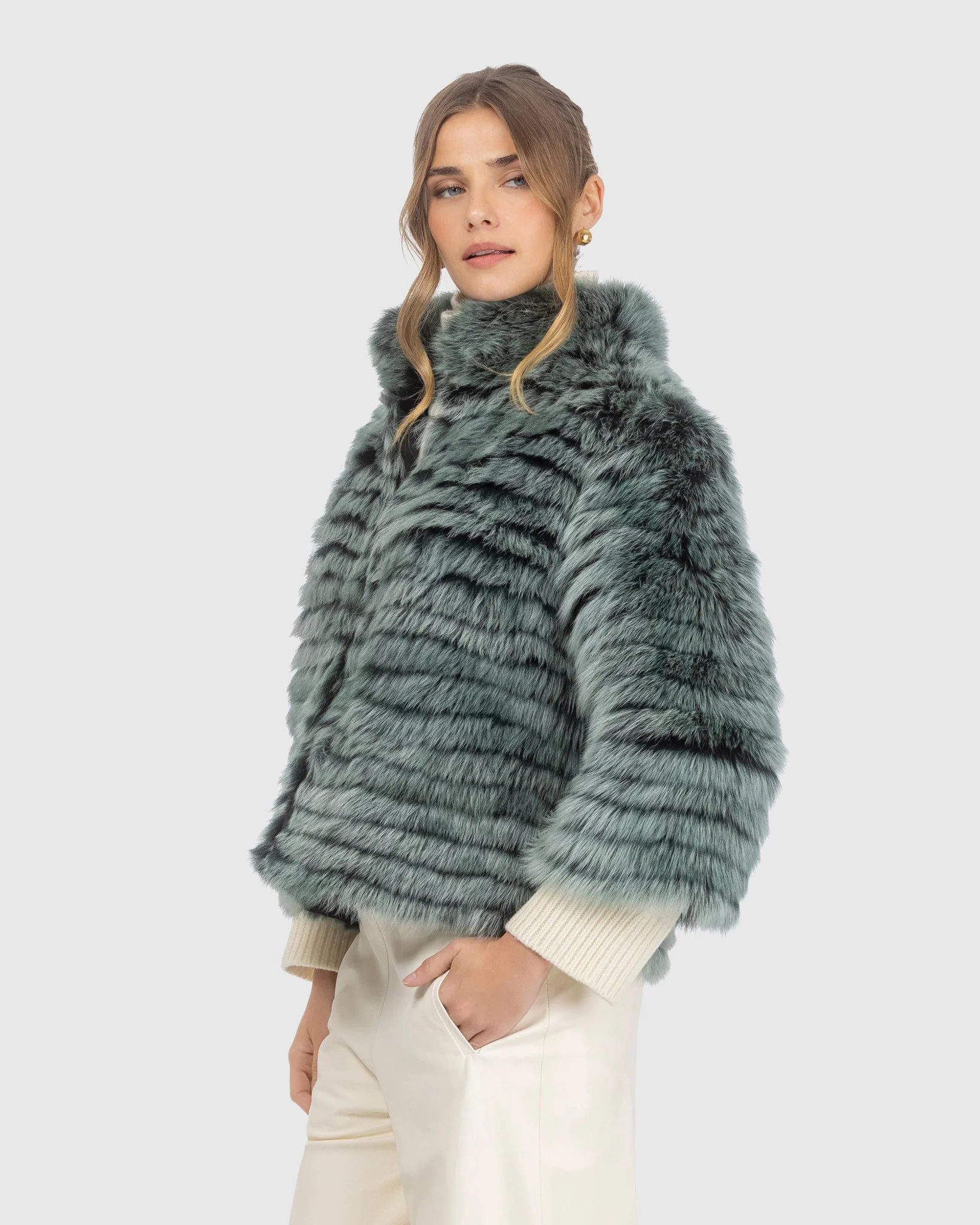 Toscana Shearling Lamb Layered Jacket - Image 11