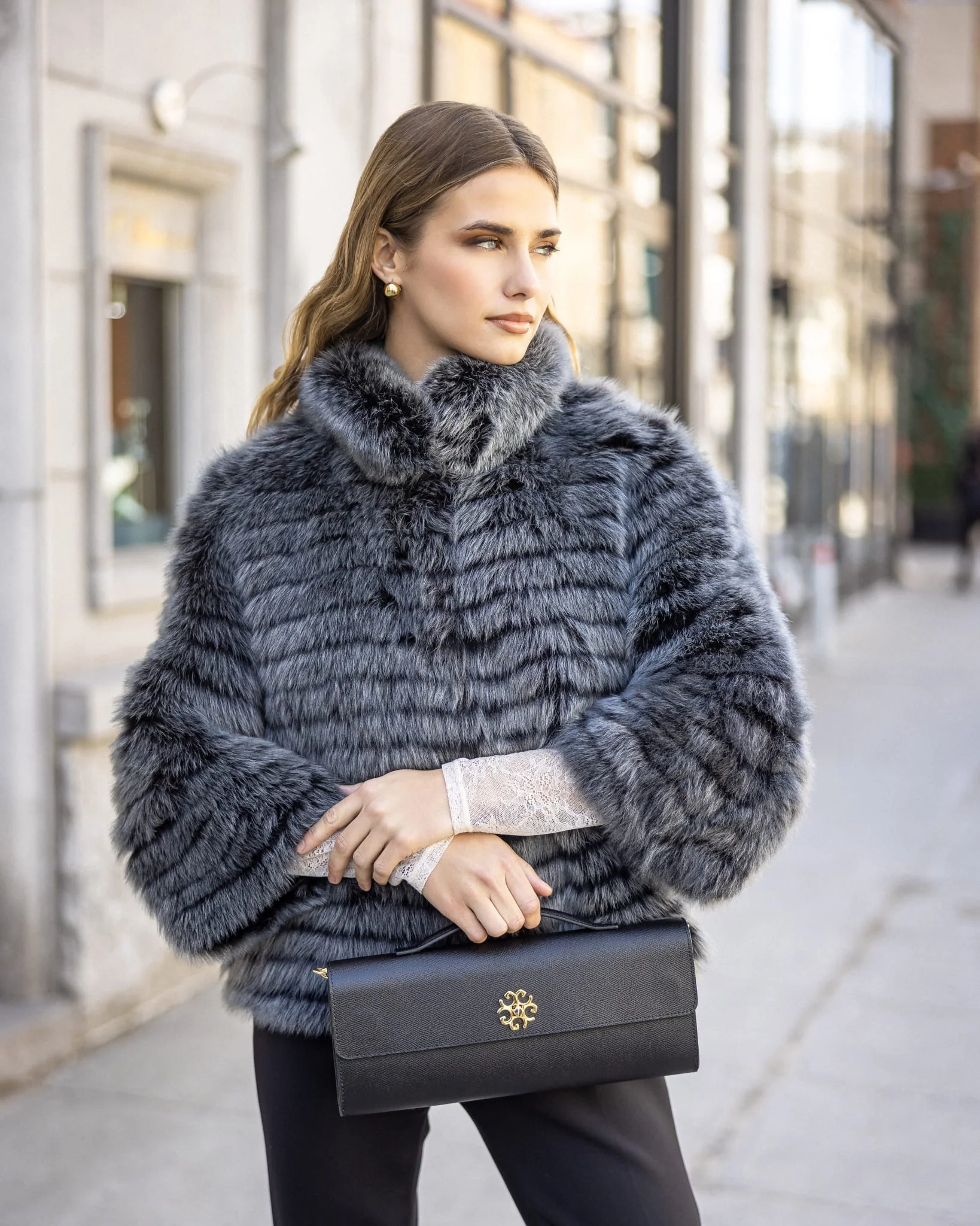 Toscana Shearling Lamb Layered Jacket - Image 15