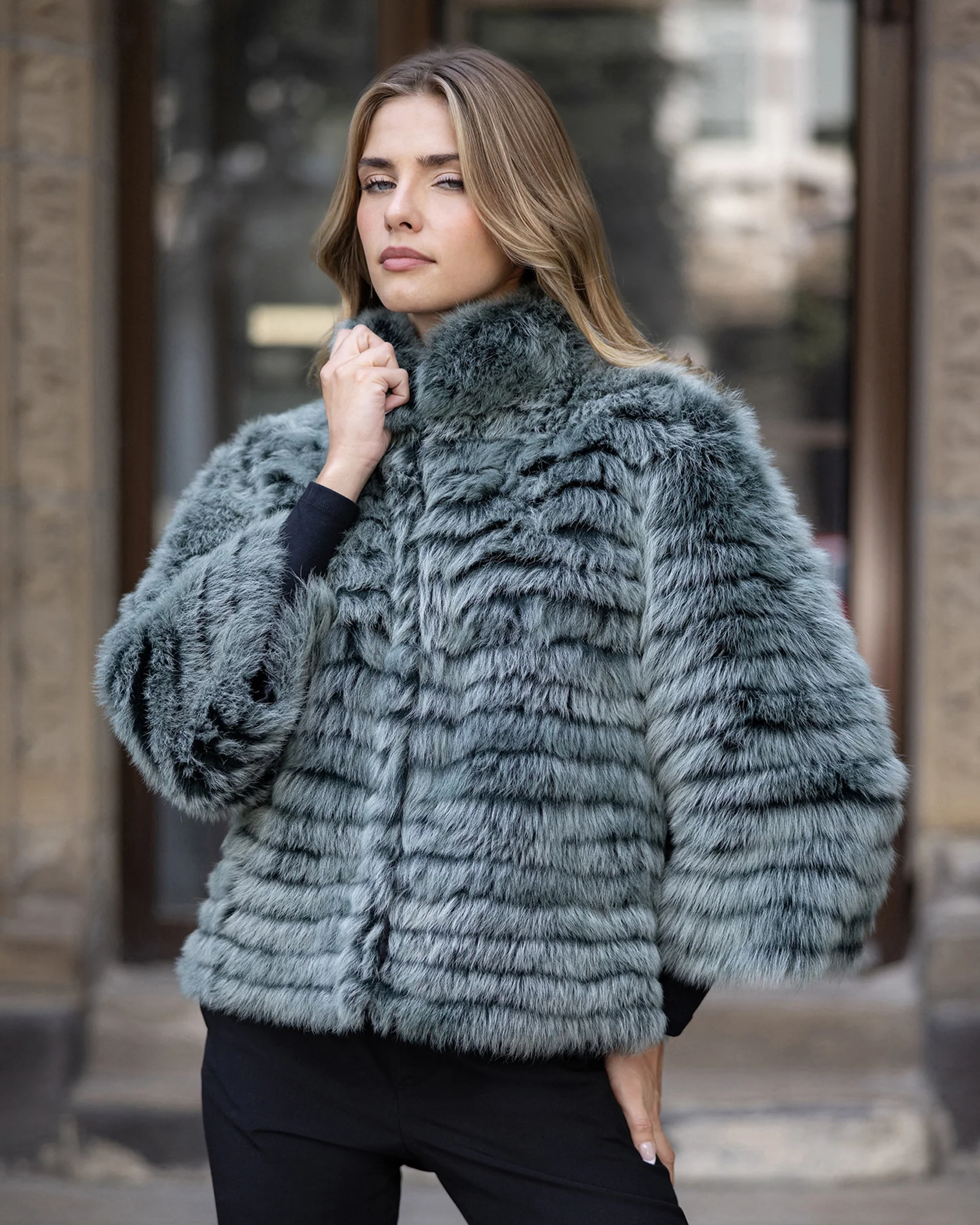 Toscana Shearling Lamb Layered Jacket - Image 16