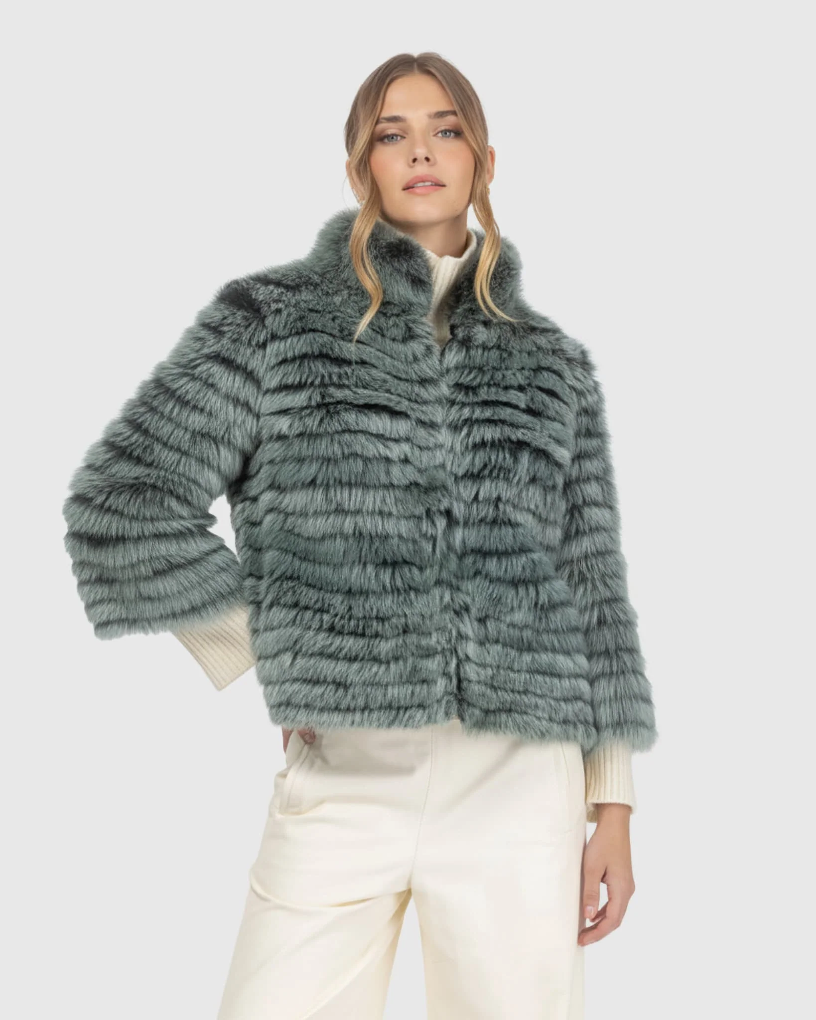 Toscana Shearling Lamb Layered Jacket - Image 7