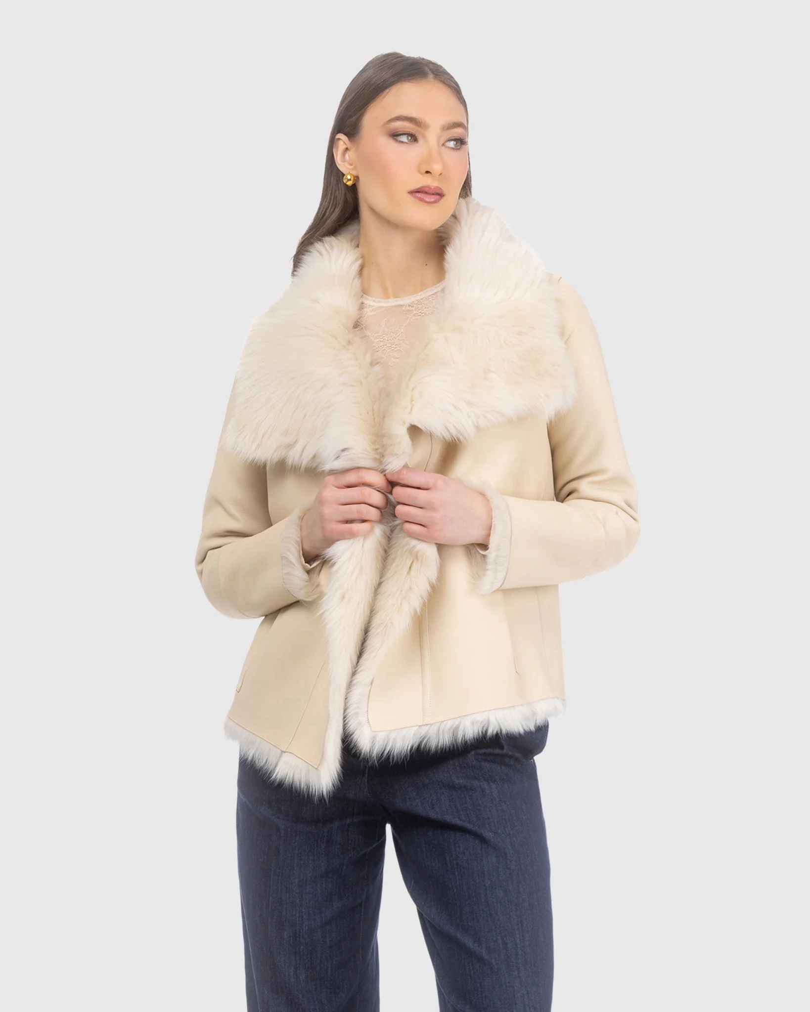 Toscana Shearling Lamb Reversible Jacket - Image 10