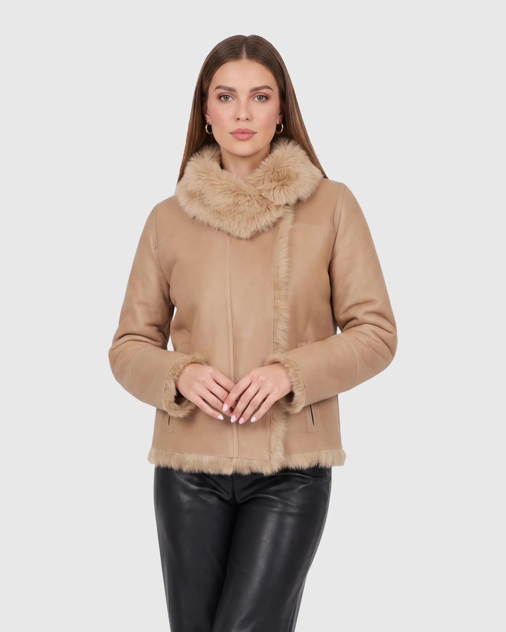 Toscana Shearling Lamb Reversible Jacket - Image 22