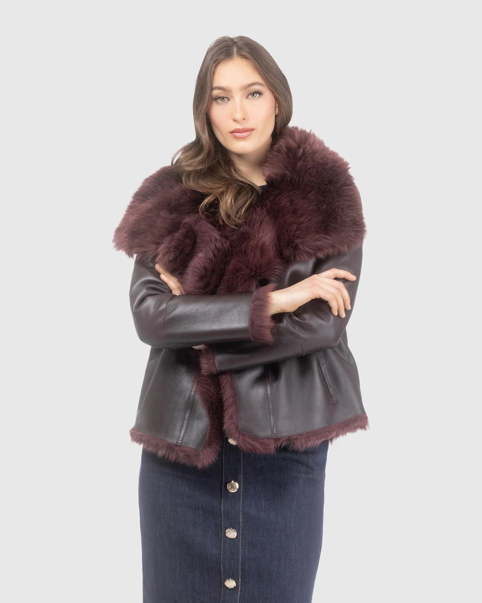 Toscana Shearling Lamb Reversible Jacket - Image 6