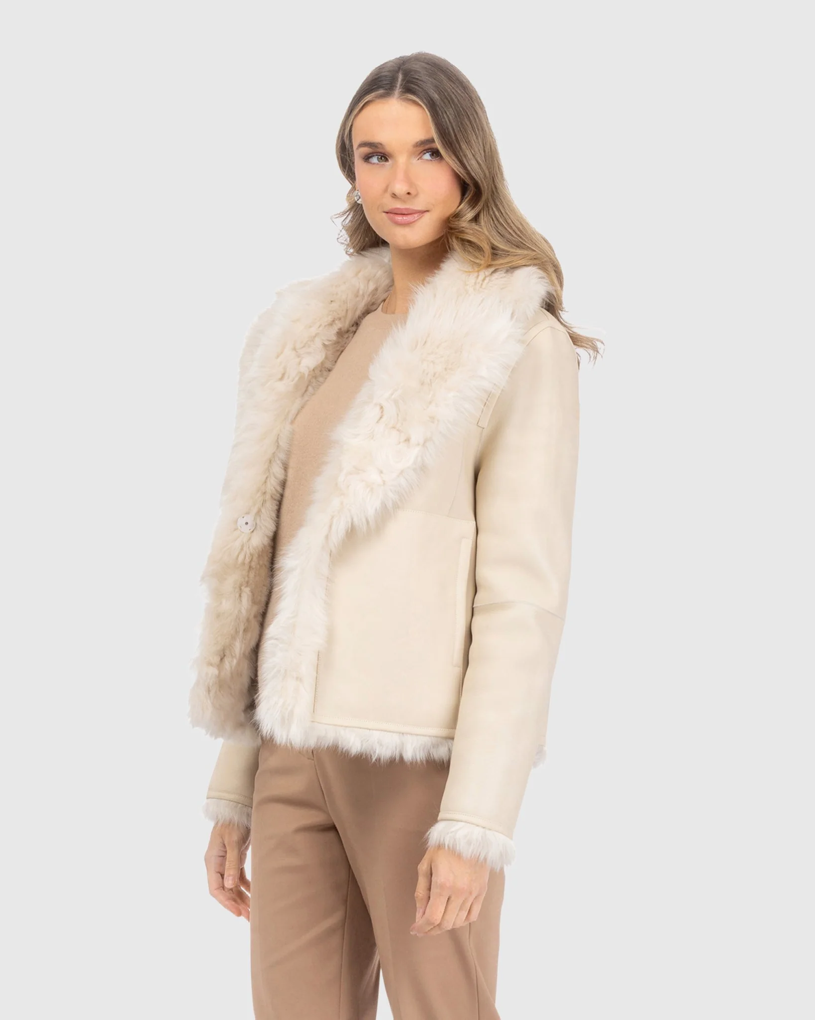 Toscana Shearling Lamb Reversible Jacket - Image 15
