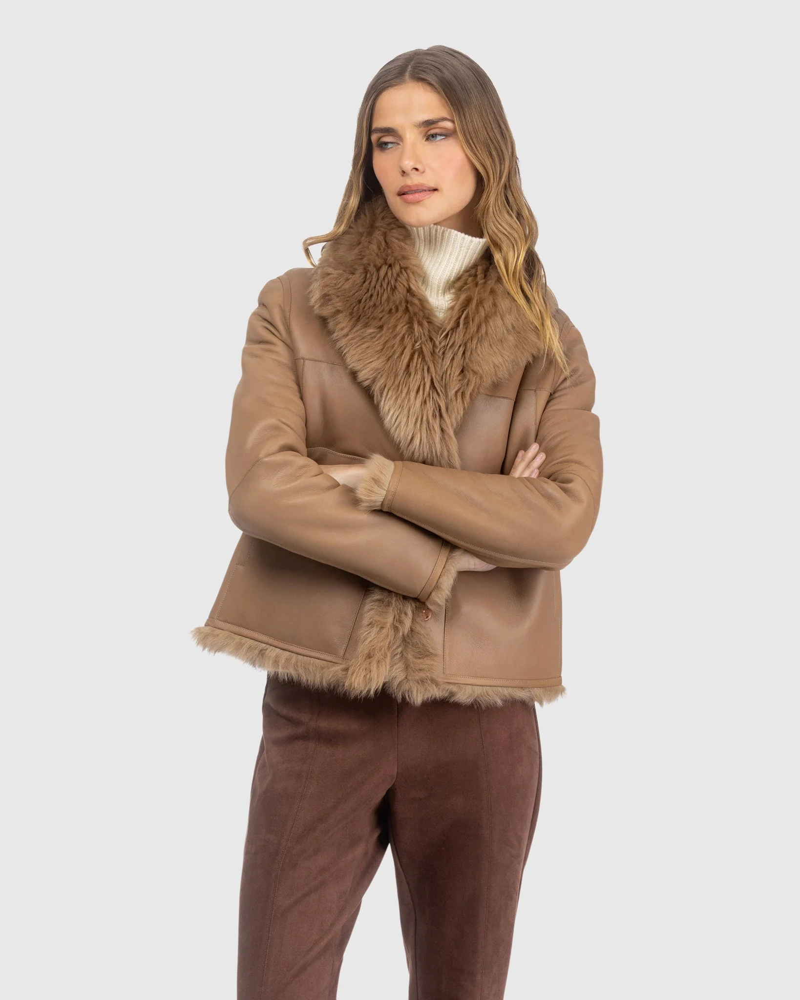 Toscana Shearling Lamb Reversible Jacket - Image 5