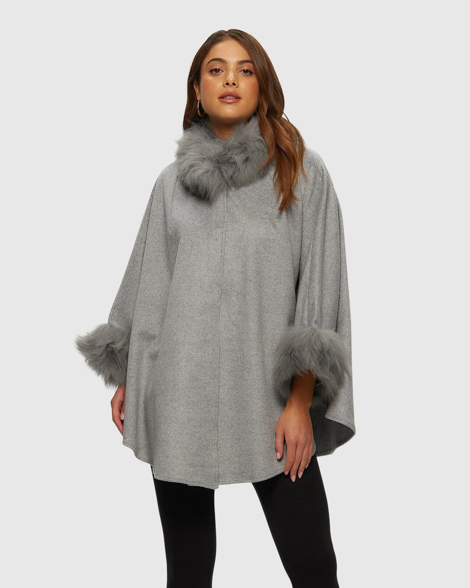 Select Cashmere & Wool Cape with Select Lamb Trim