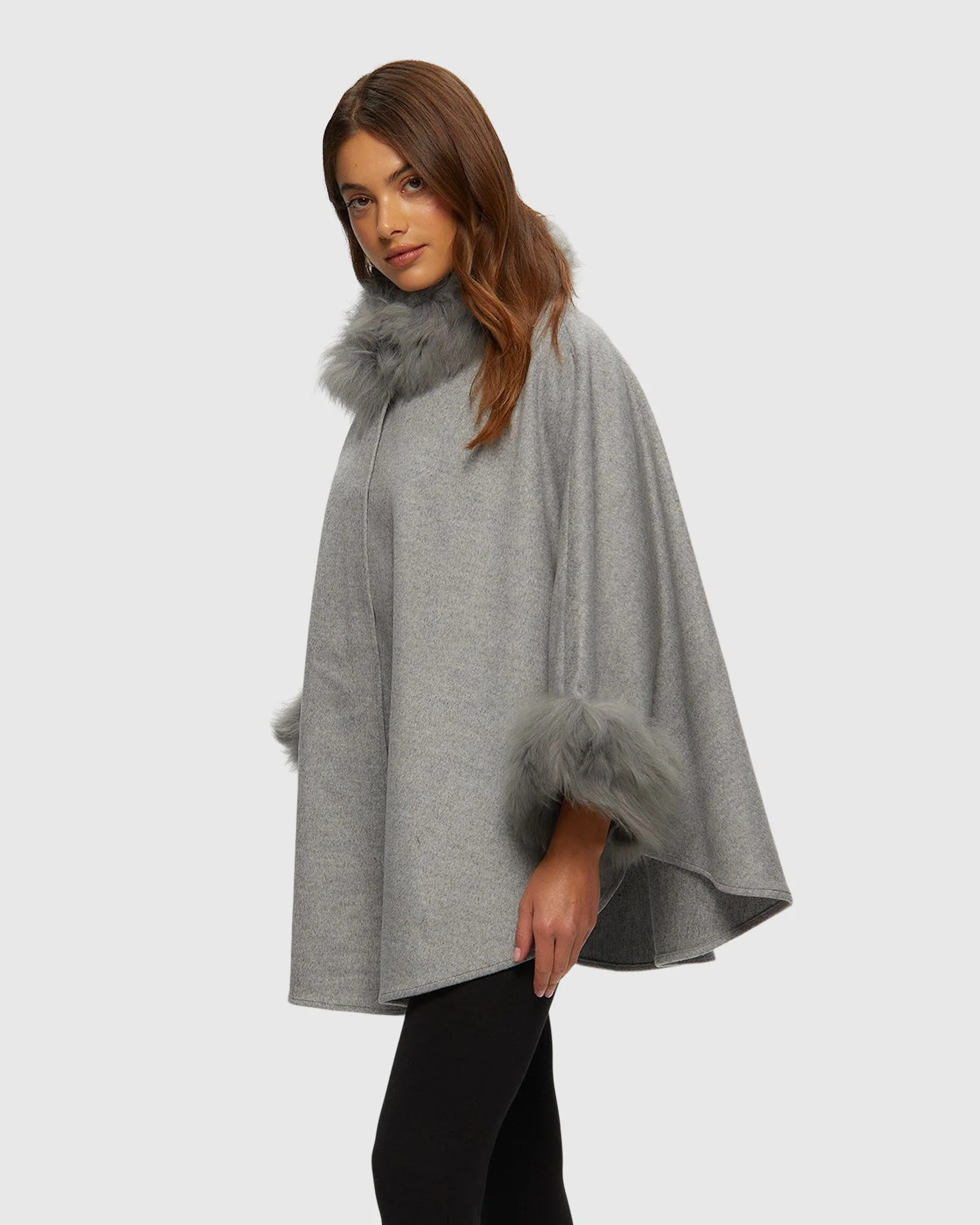 Select Cashmere & Wool Cape with Select Lamb Trim - Image 2