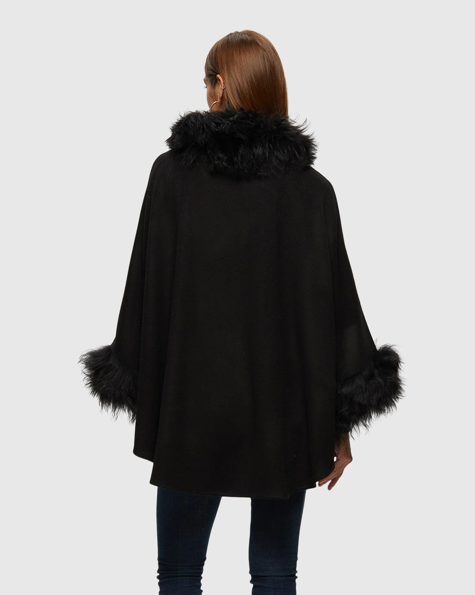 Select Cashmere & Wool Cape with Select Lamb Trim - Image 7