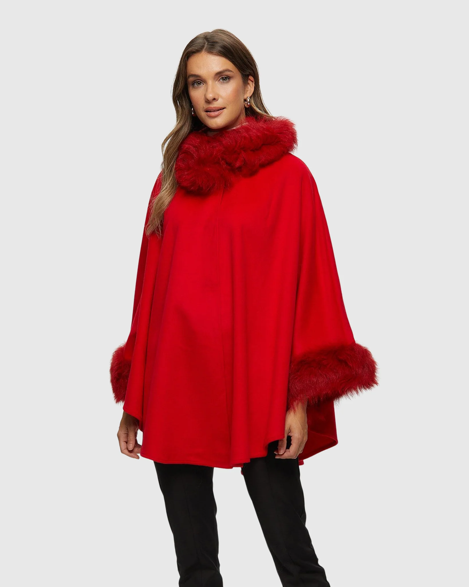Select Cashmere & Wool Cape with Select Lamb Trim - Image 9