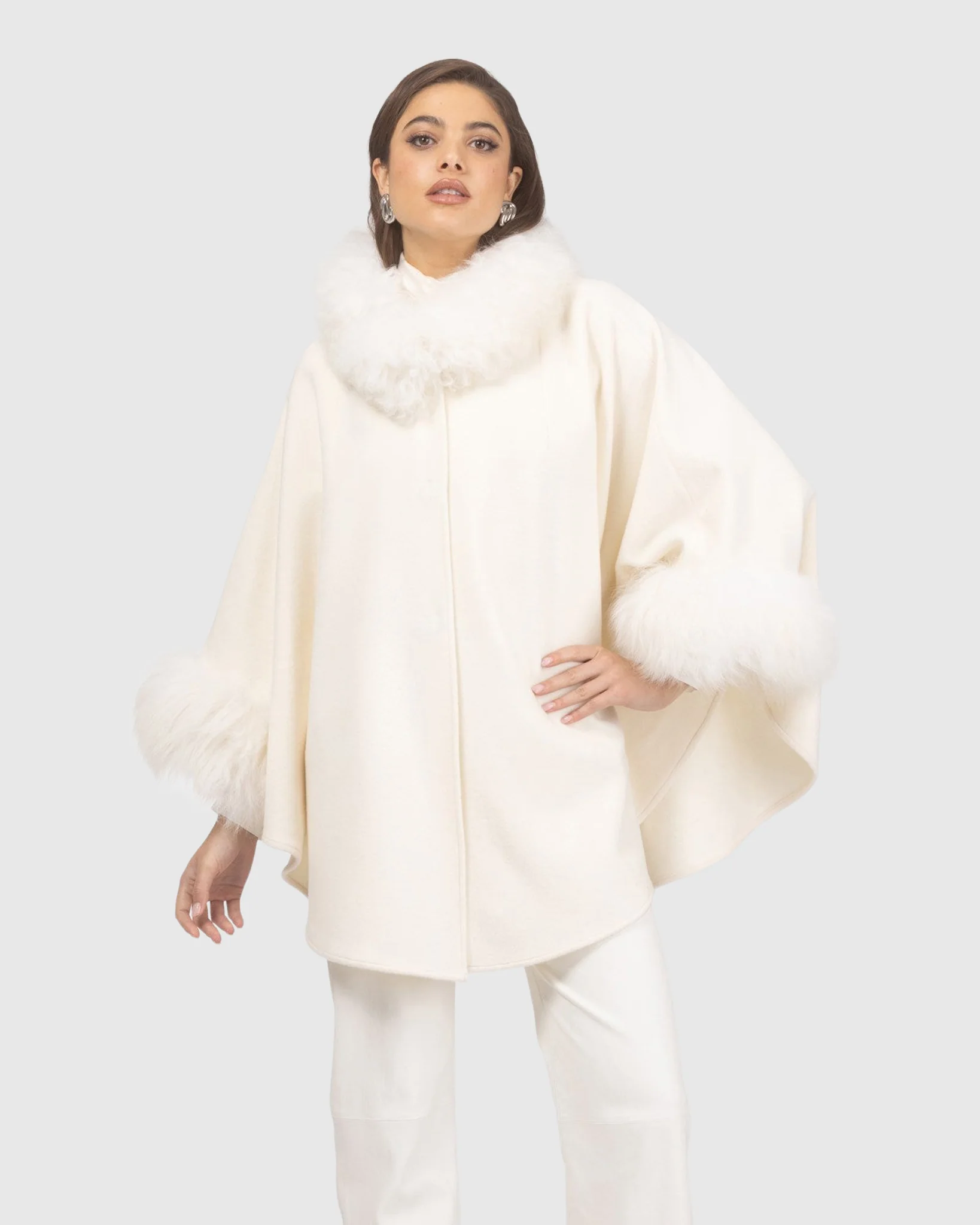 Cashmere & Wool Cape With Select Lamb Trim - Image 14