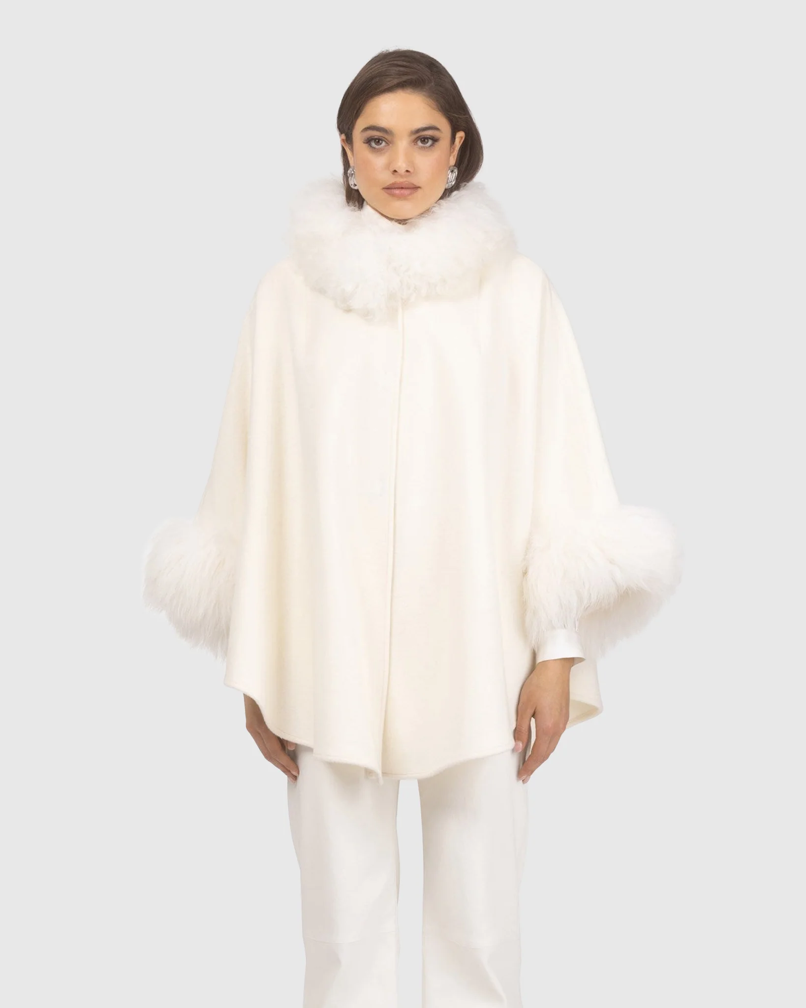 Cashmere & Wool Cape With Select Lamb Trim - Image 16