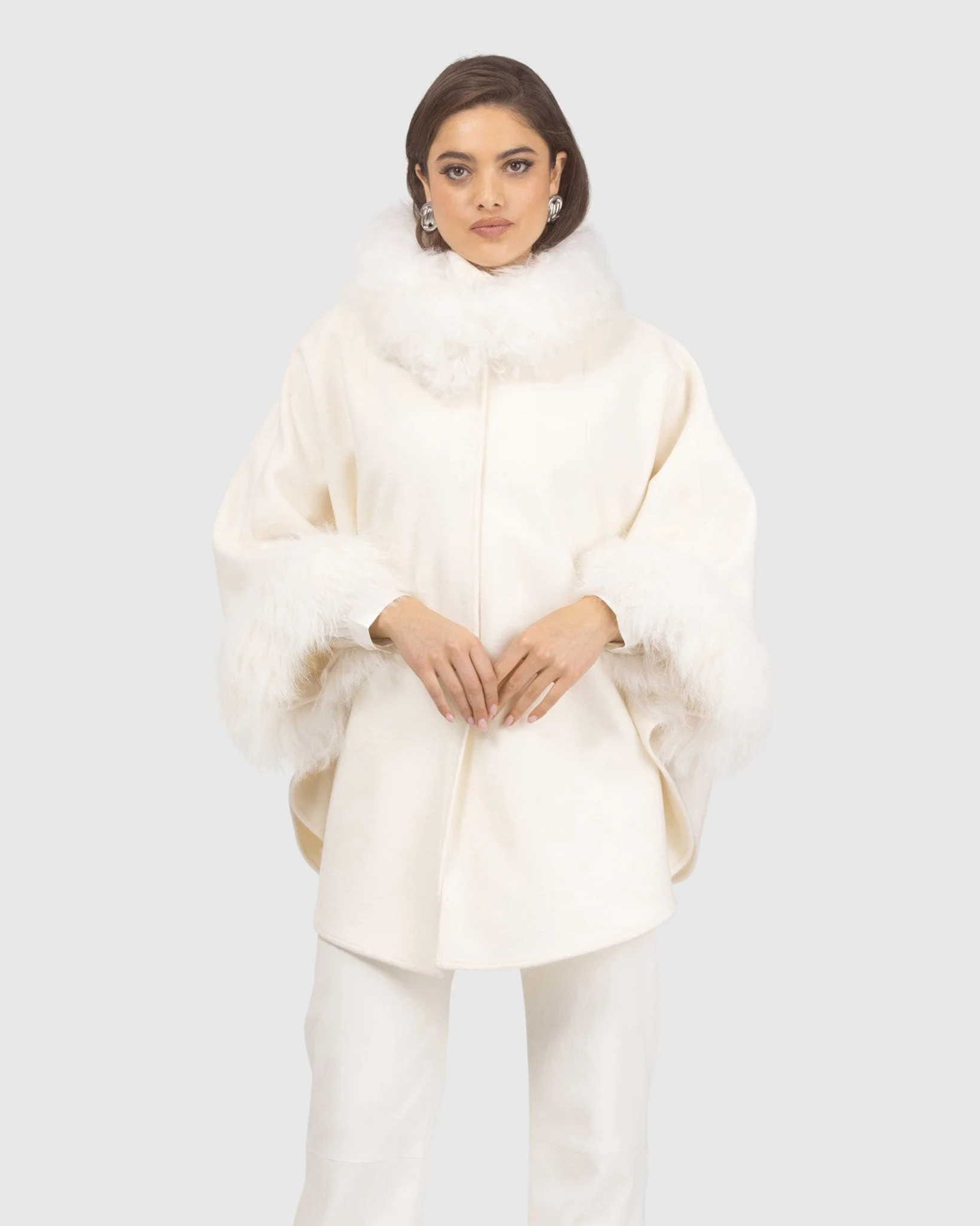 Cashmere & Wool Cape With Select Lamb Trim - Image 17