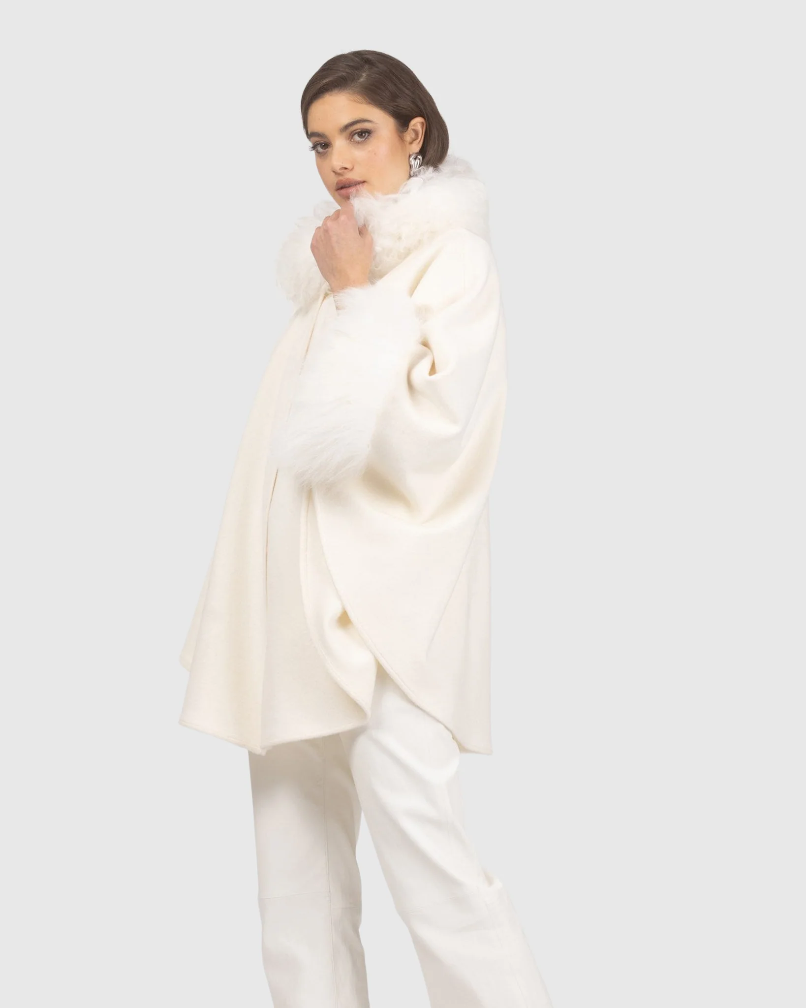 Cashmere & Wool Cape With Select Lamb Trim - Image 18