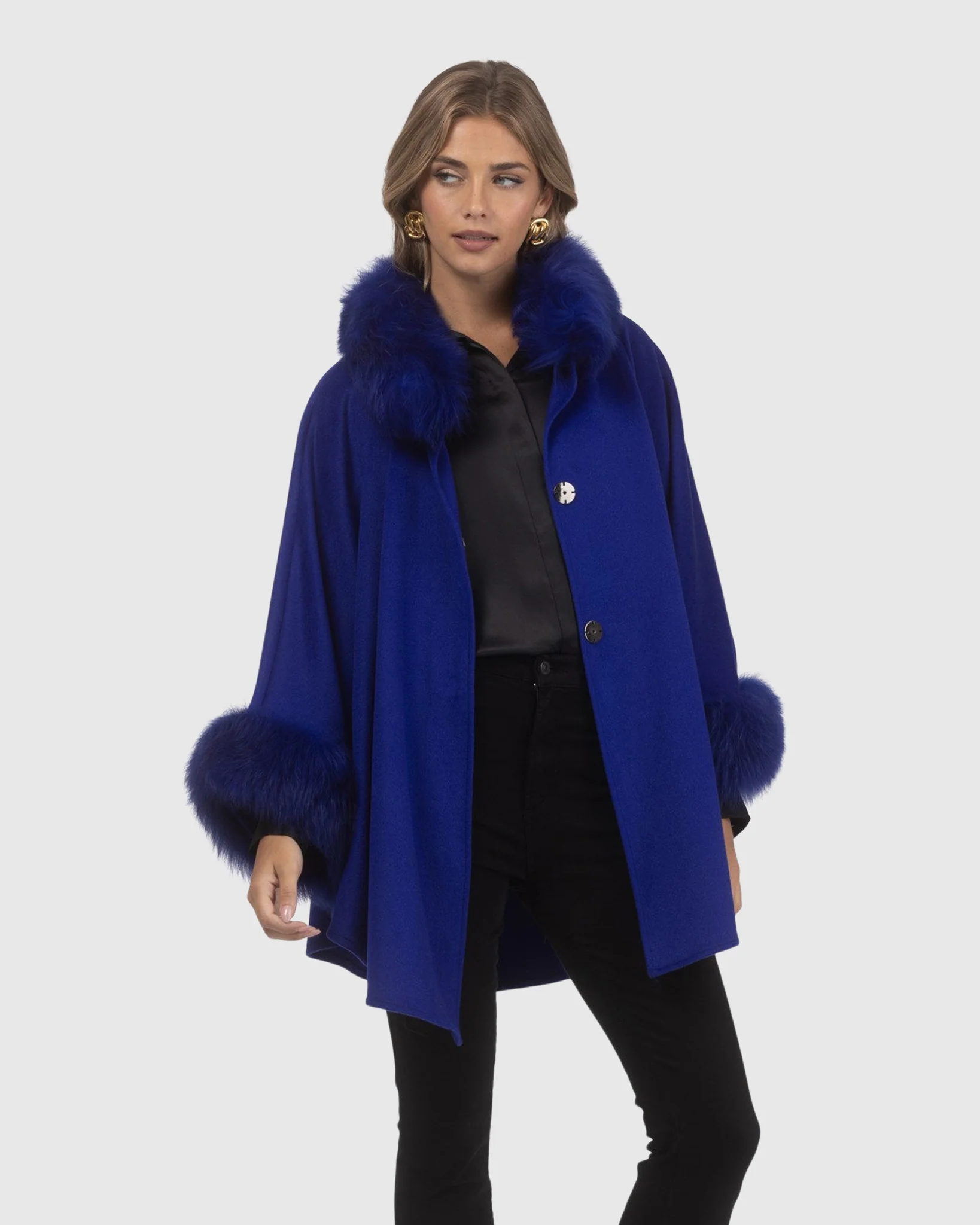 Cashmere & Wool Cape With Select Lamb Trim - Image 25
