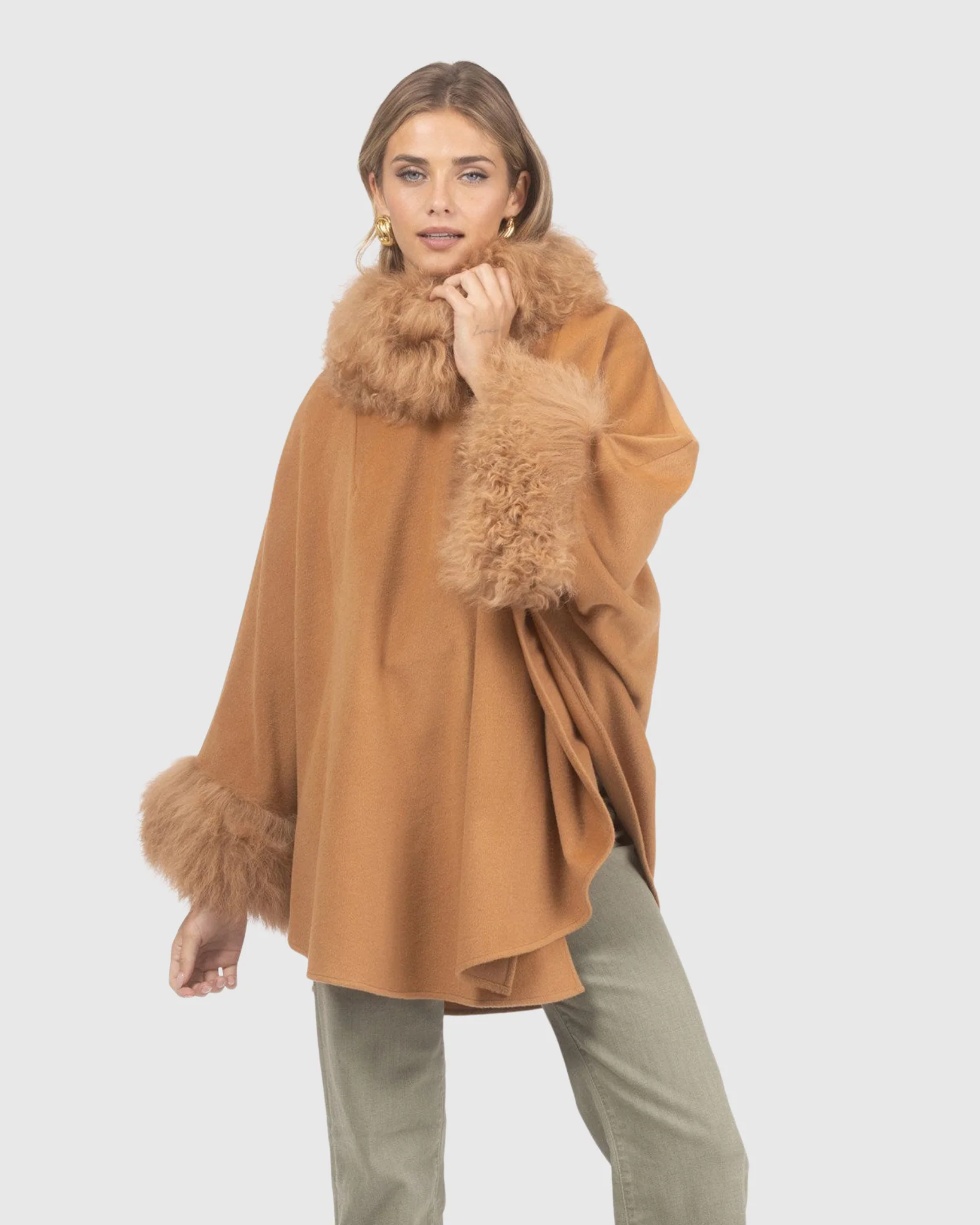 Cashmere & Wool Cape With Select Lamb Trim - Image 29