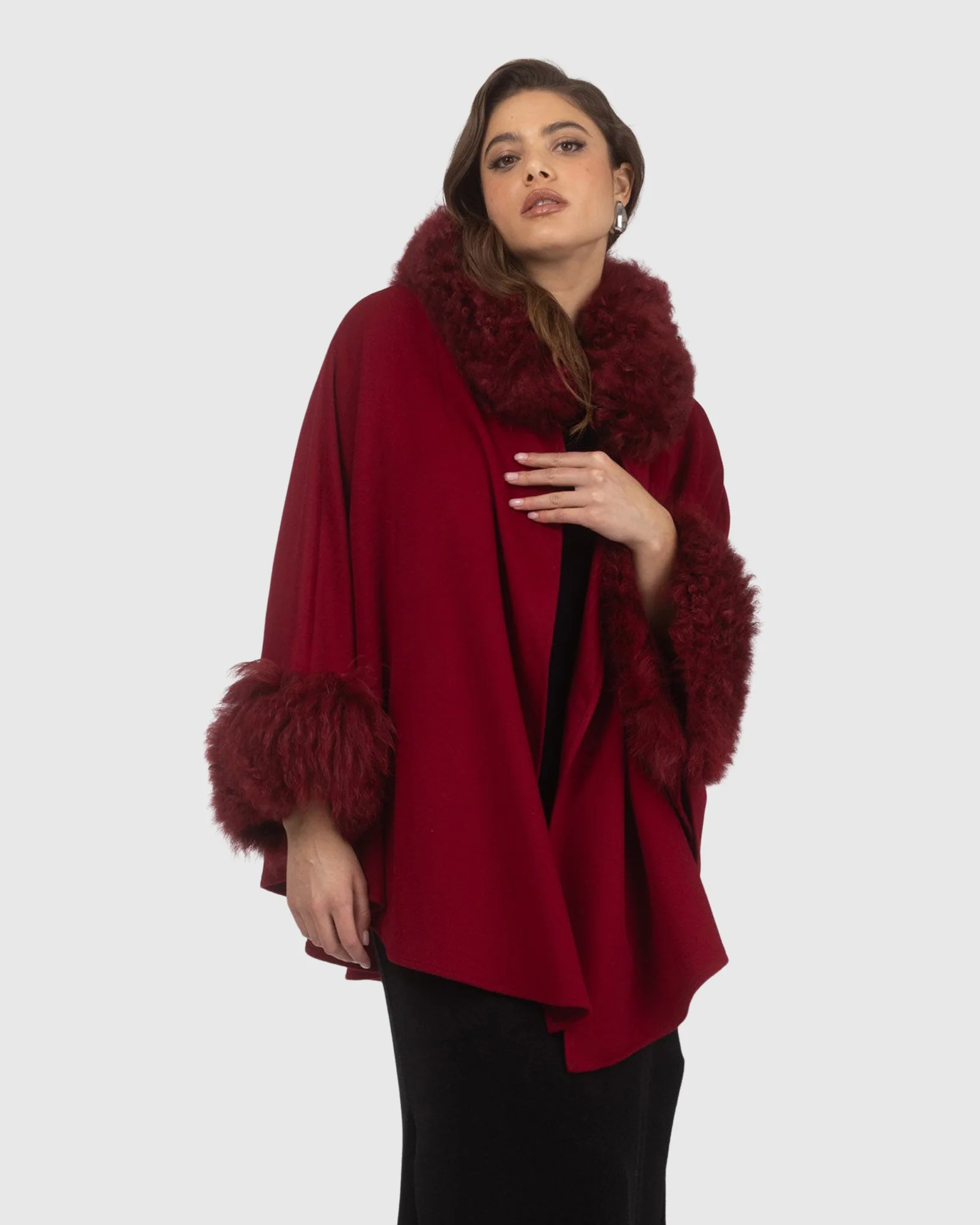 Cashmere & Wool Cape With Select Lamb Trim - Image 3