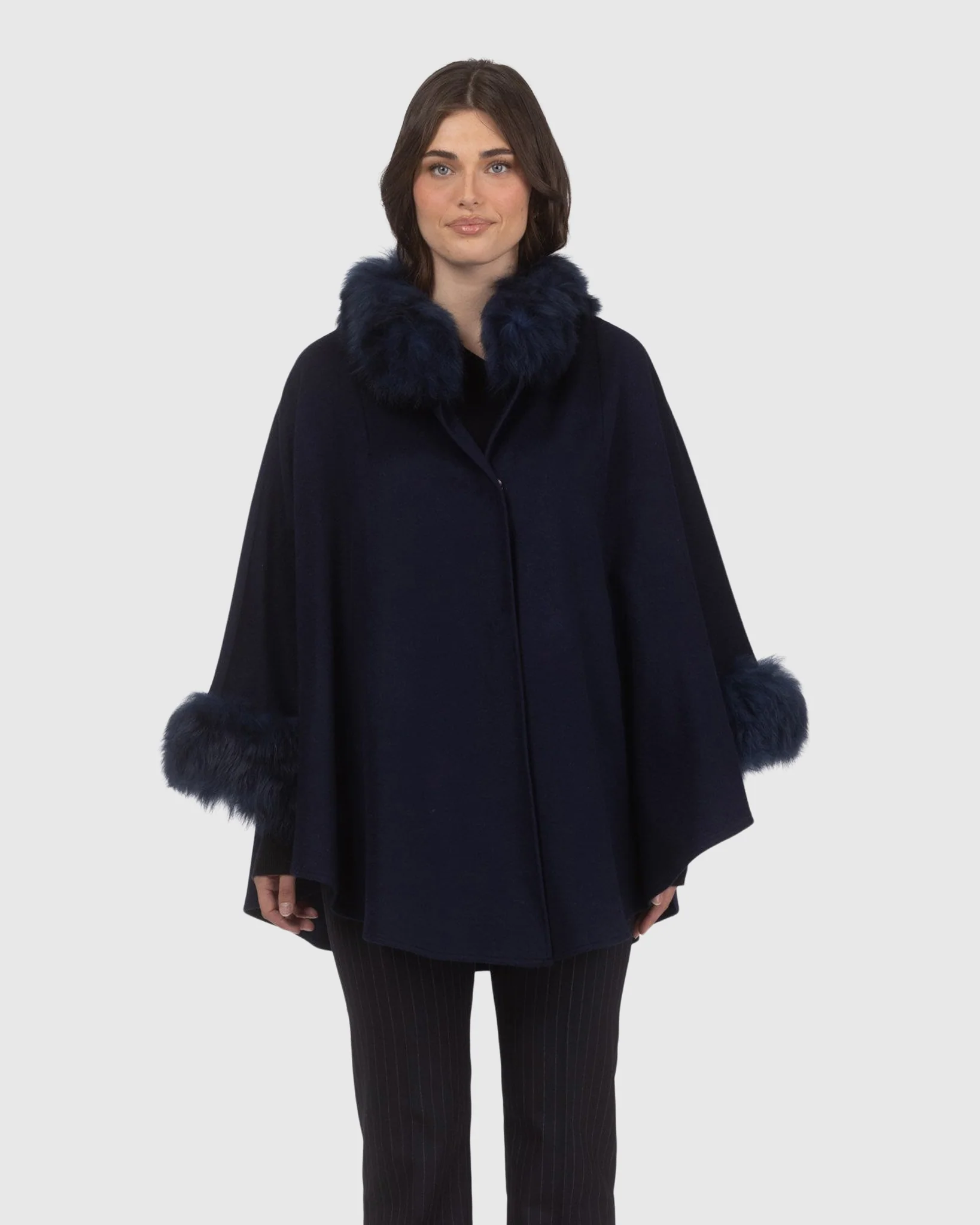 Cashmere & Wool Cape With Select Lamb Trim - Image 34