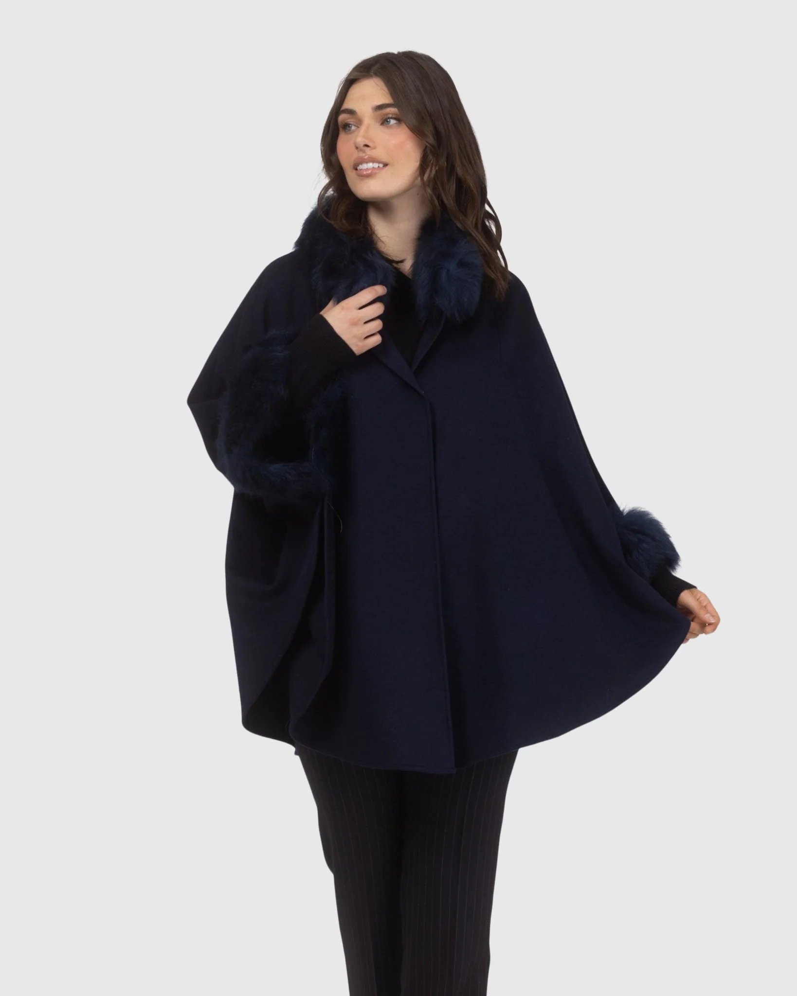 Cashmere & Wool Cape With Select Lamb Trim - Image 35