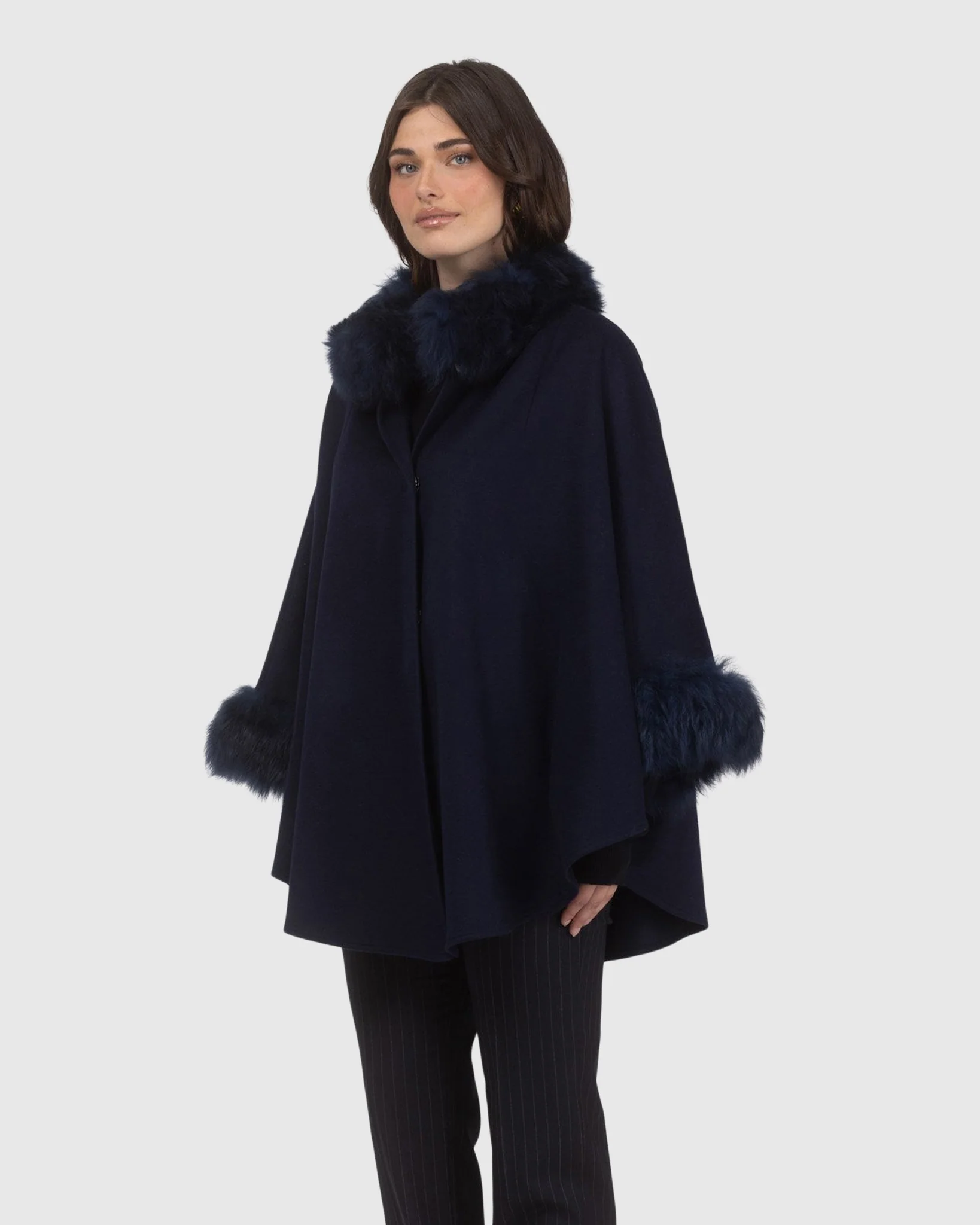 Cashmere & Wool Cape With Select Lamb Trim - Image 36