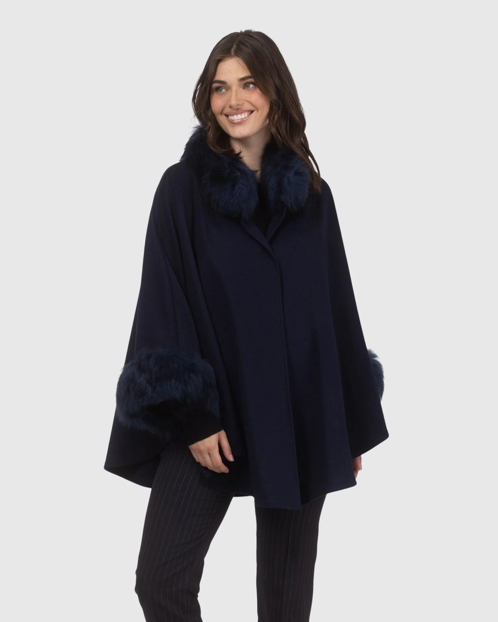 Cashmere & Wool Cape With Select Lamb Trim - Image 37