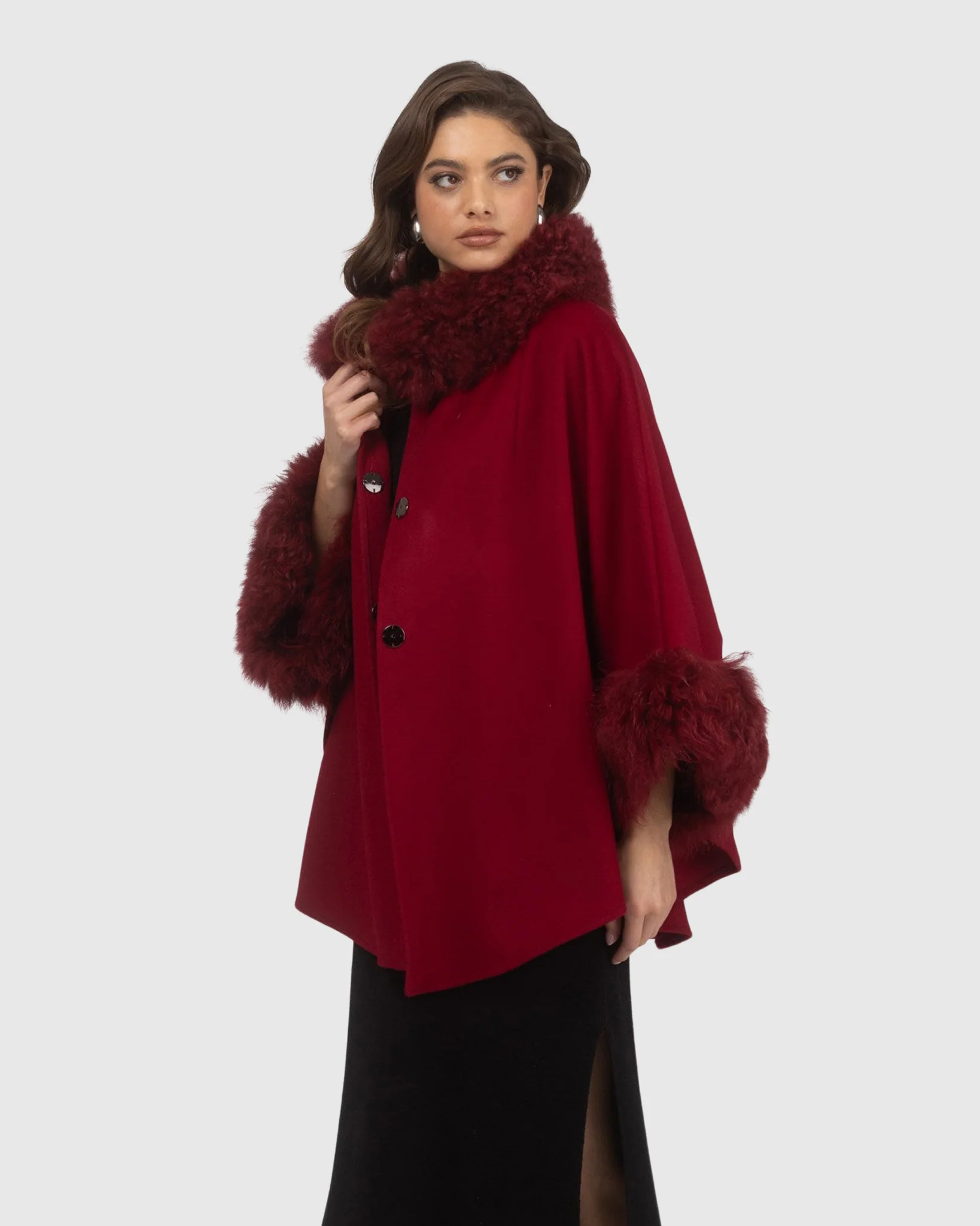Cashmere & Wool Cape With Select Lamb Trim - Image 4