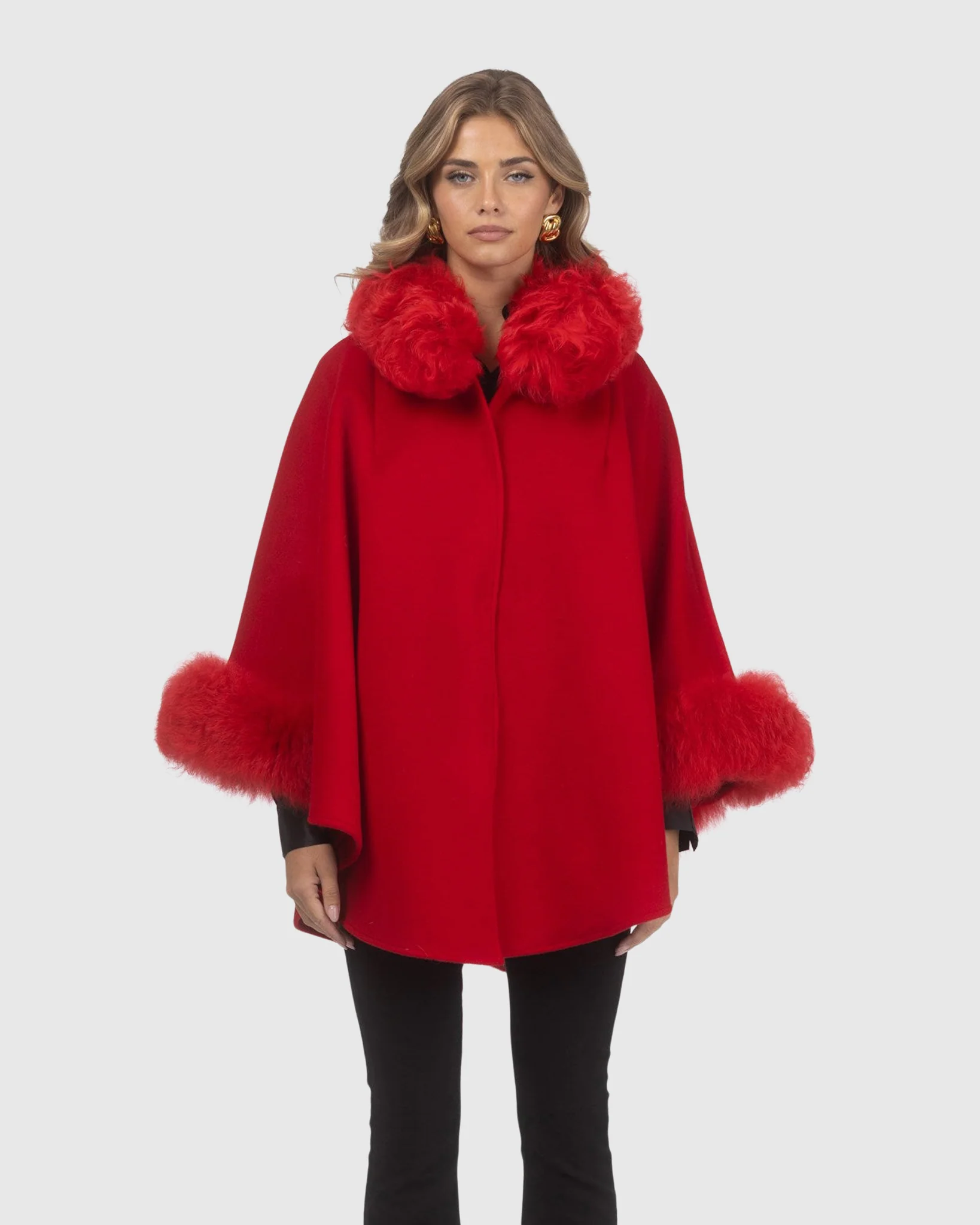 Cashmere & Wool Cape With Select Lamb Trim - Image 41