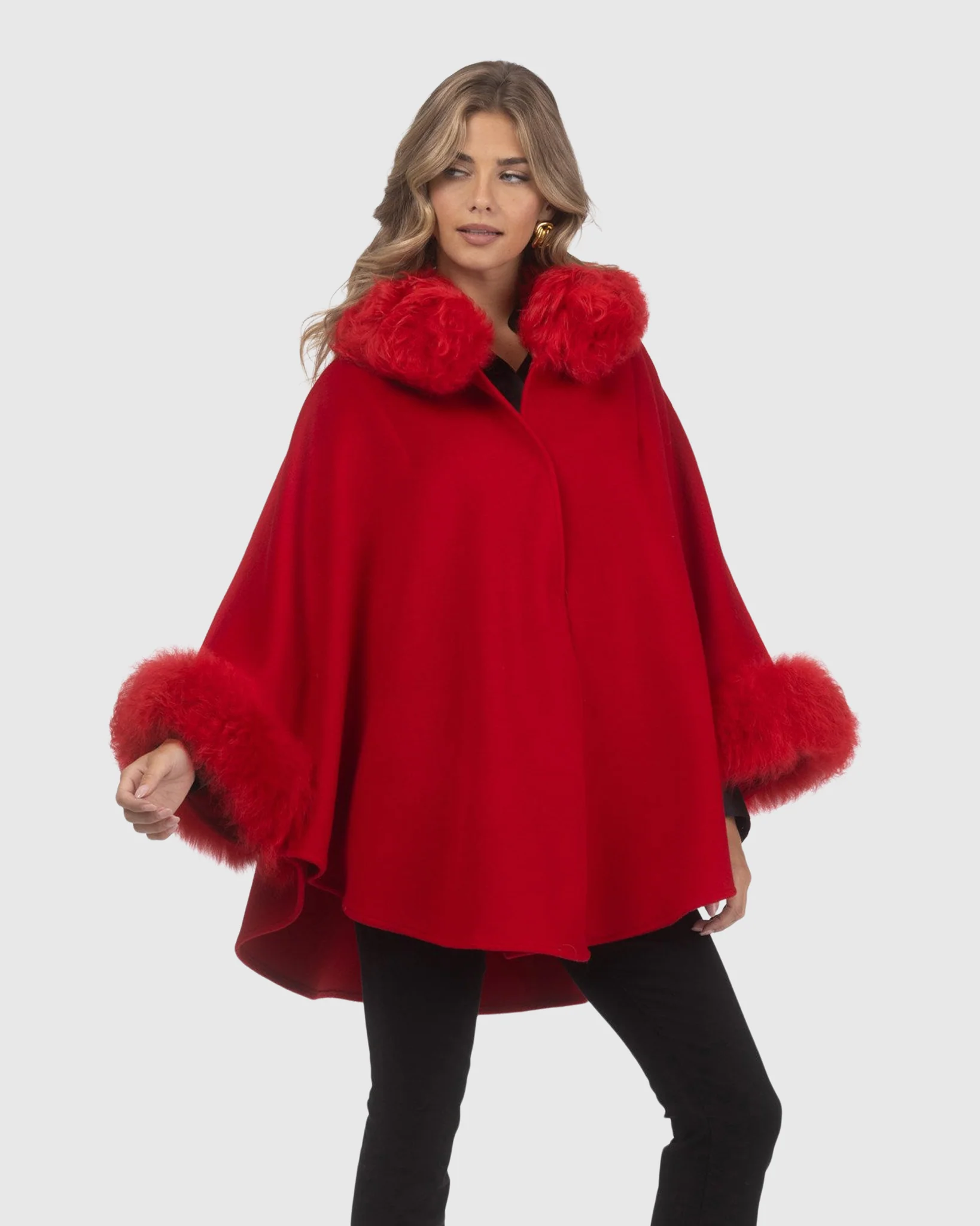 Cashmere & Wool Cape With Select Lamb Trim - Image 42