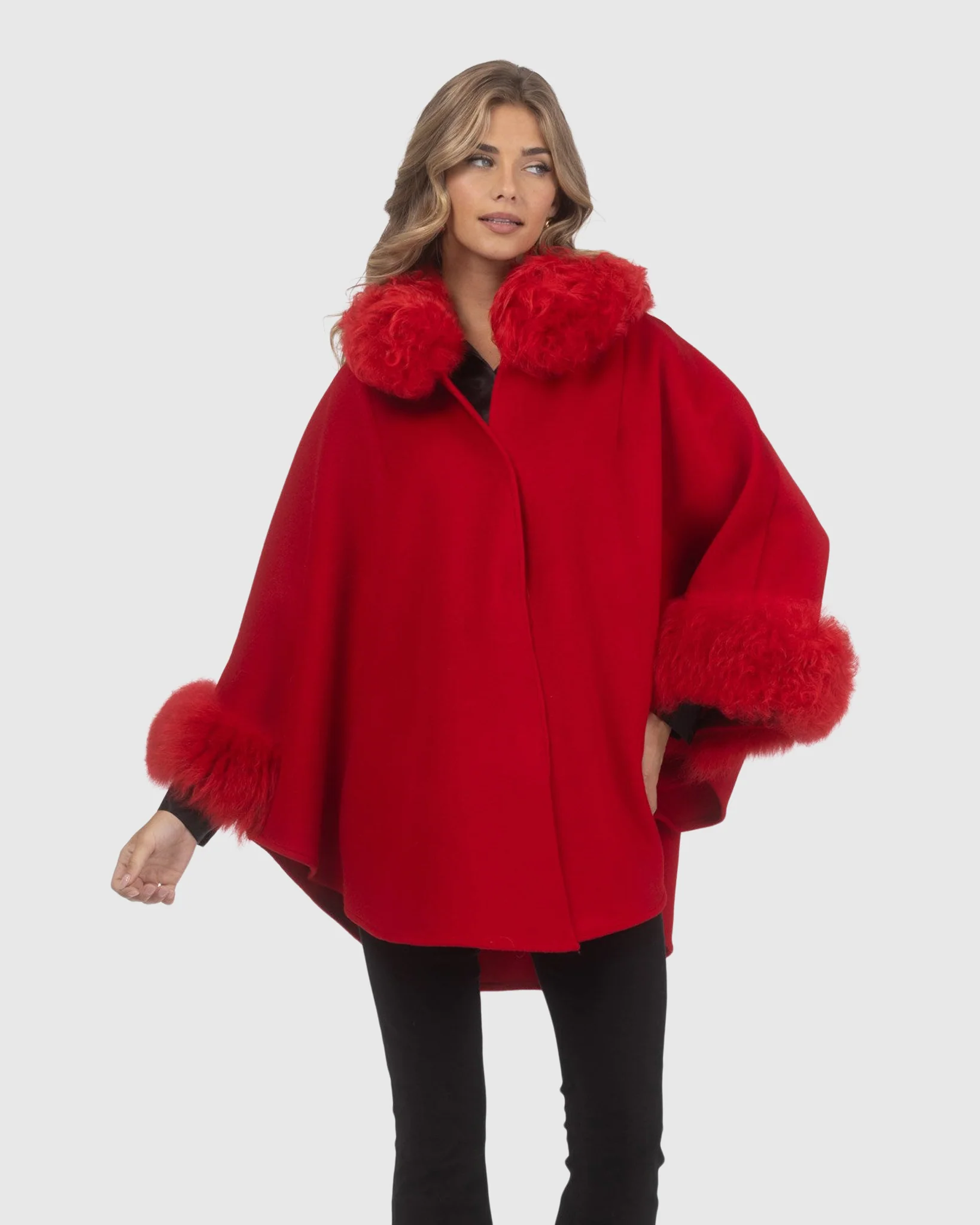 Cashmere & Wool Cape With Select Lamb Trim - Image 43