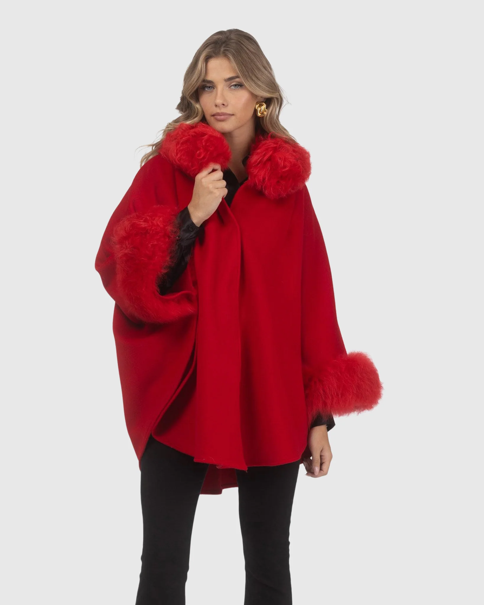 Cashmere & Wool Cape With Select Lamb Trim - Image 44
