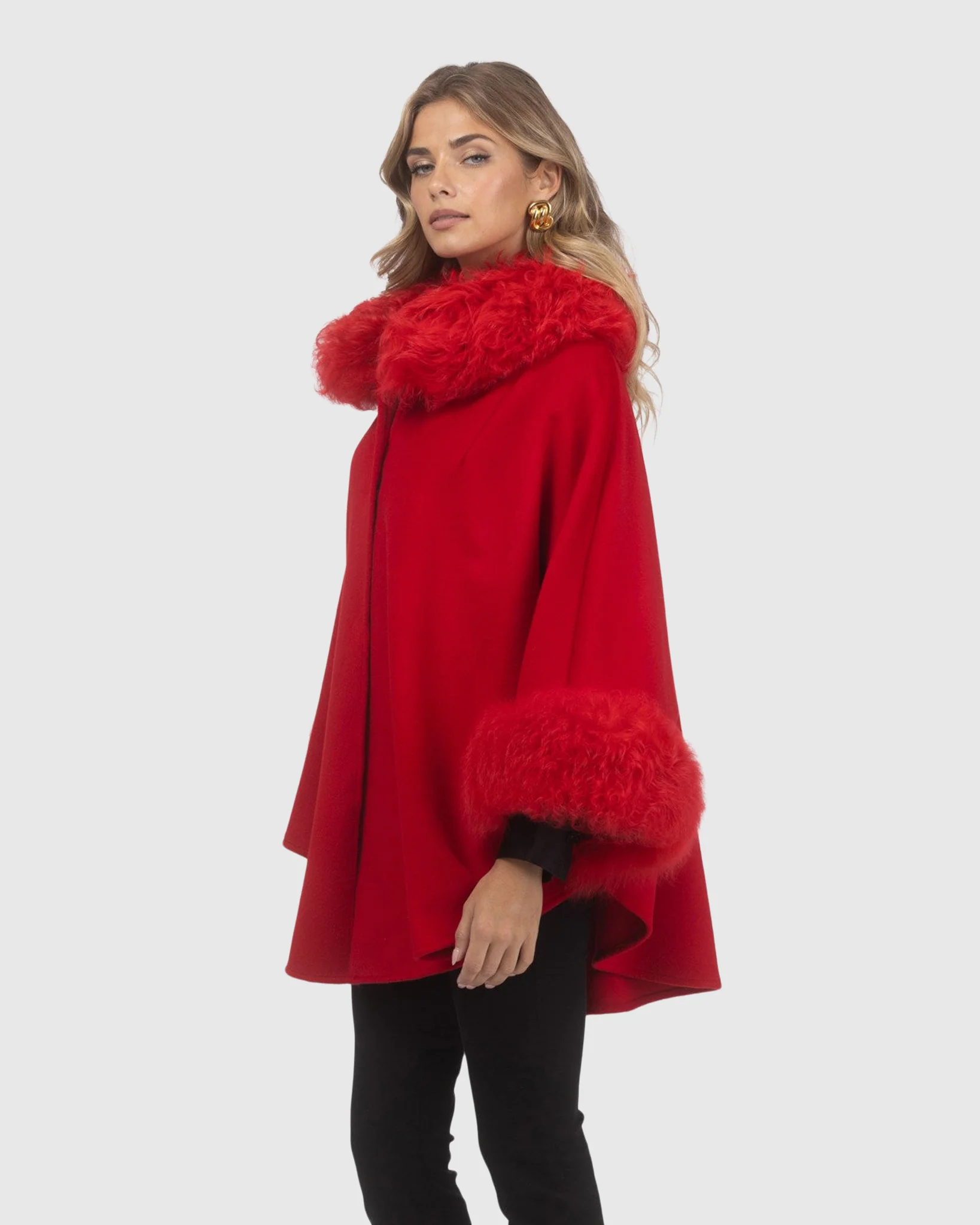 Cashmere & Wool Cape With Select Lamb Trim - Image 45