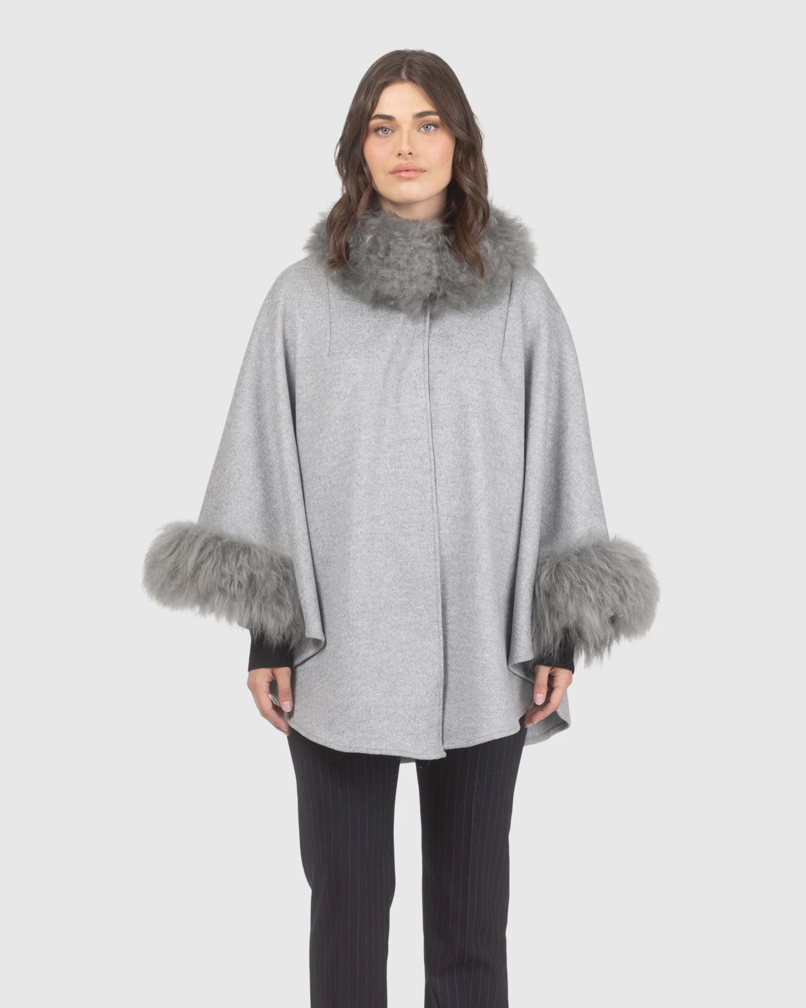 Cashmere & Wool Cape With Select Lamb Trim - Image 48