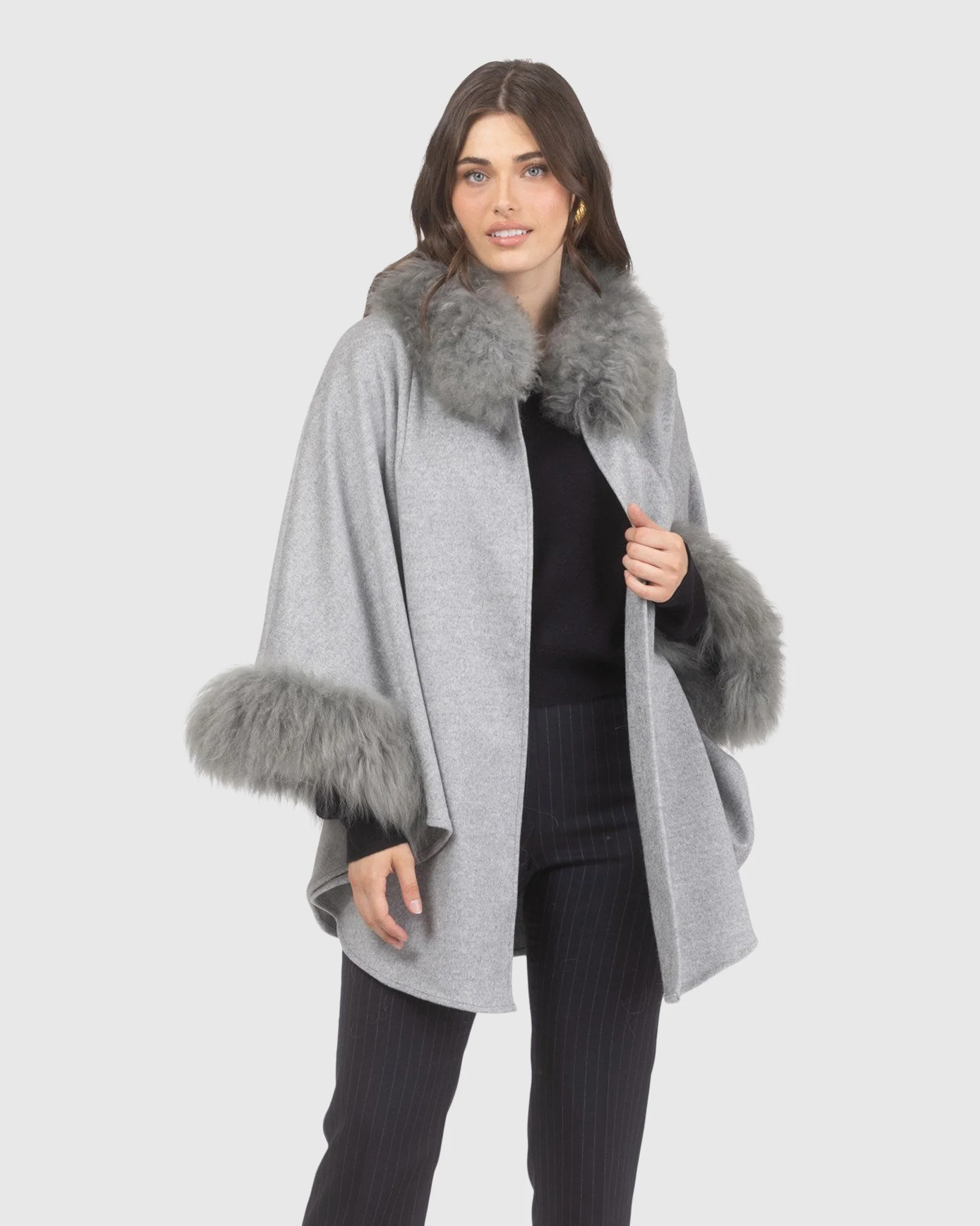 Cashmere & Wool Cape With Select Lamb Trim - Image 49