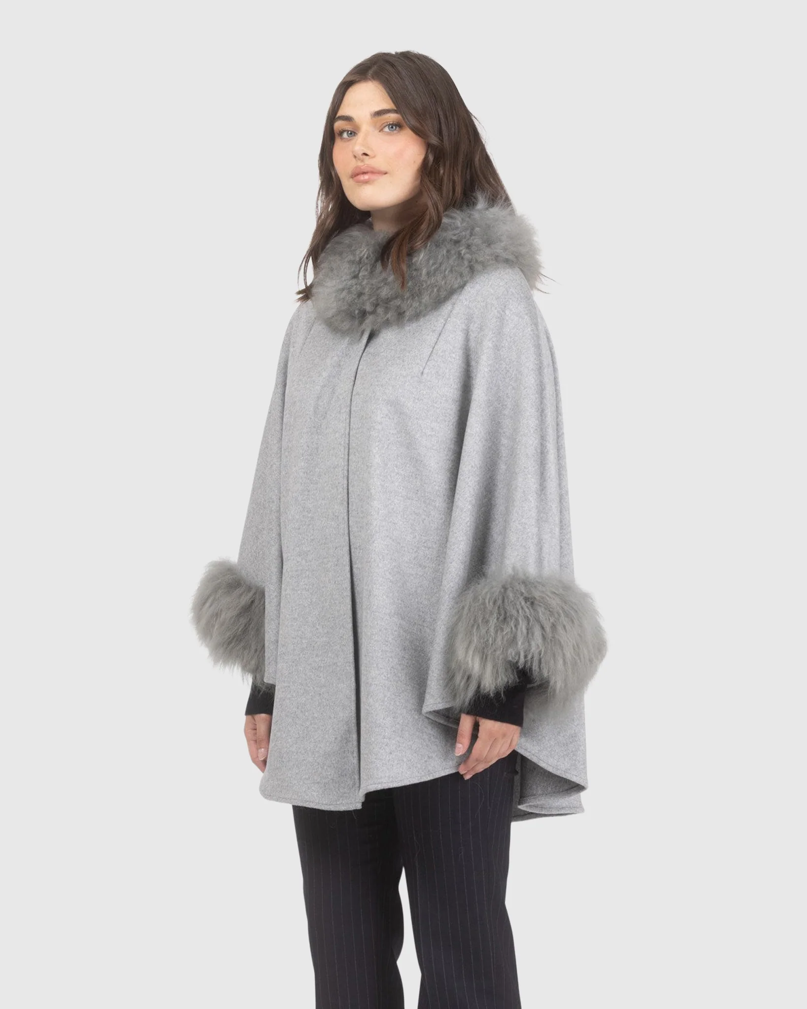Cashmere & Wool Cape With Select Lamb Trim - Image 50