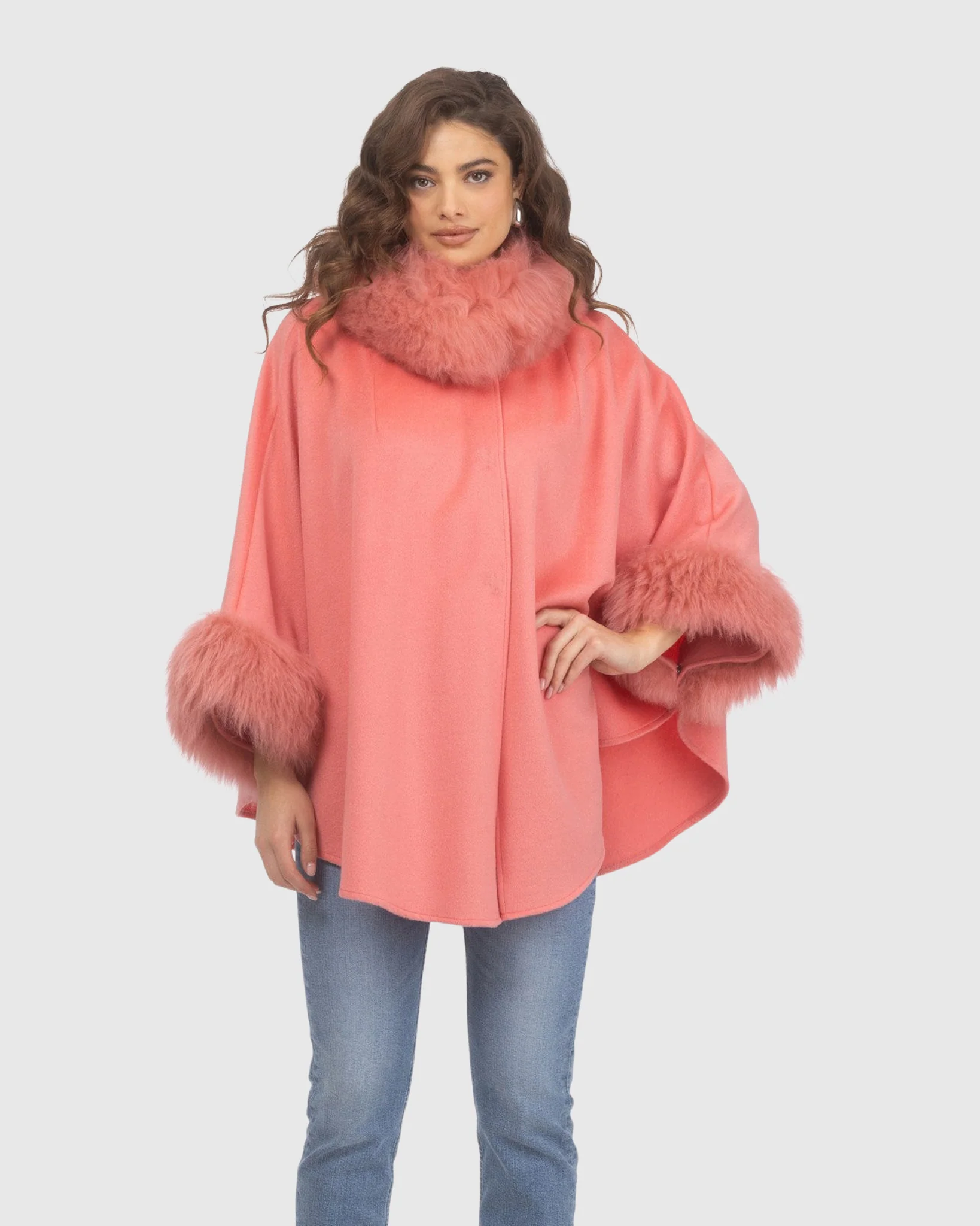 Cashmere & Wool Cape With Select Lamb Trim - Image 53