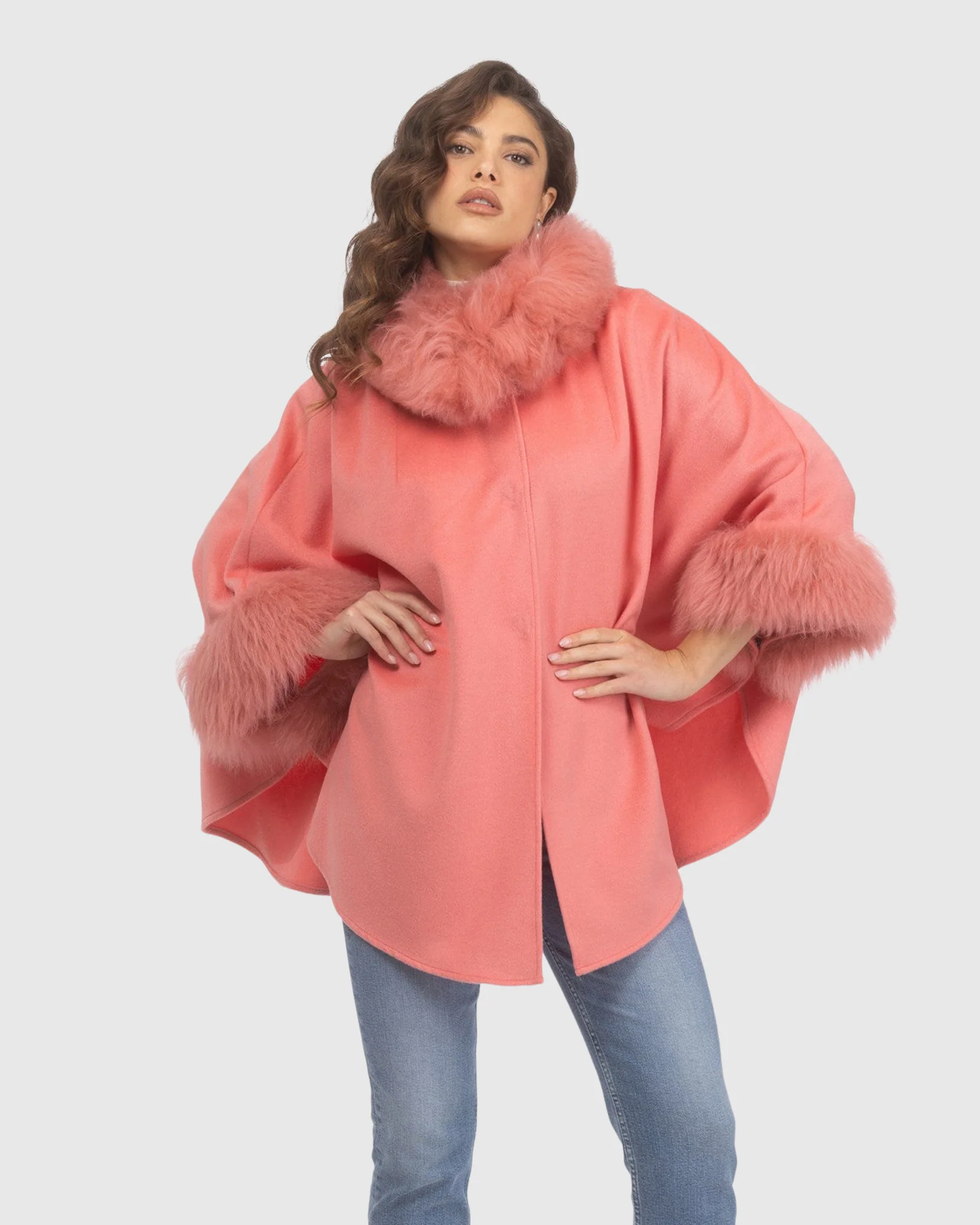 Cashmere & Wool Cape With Select Lamb Trim - Image 54