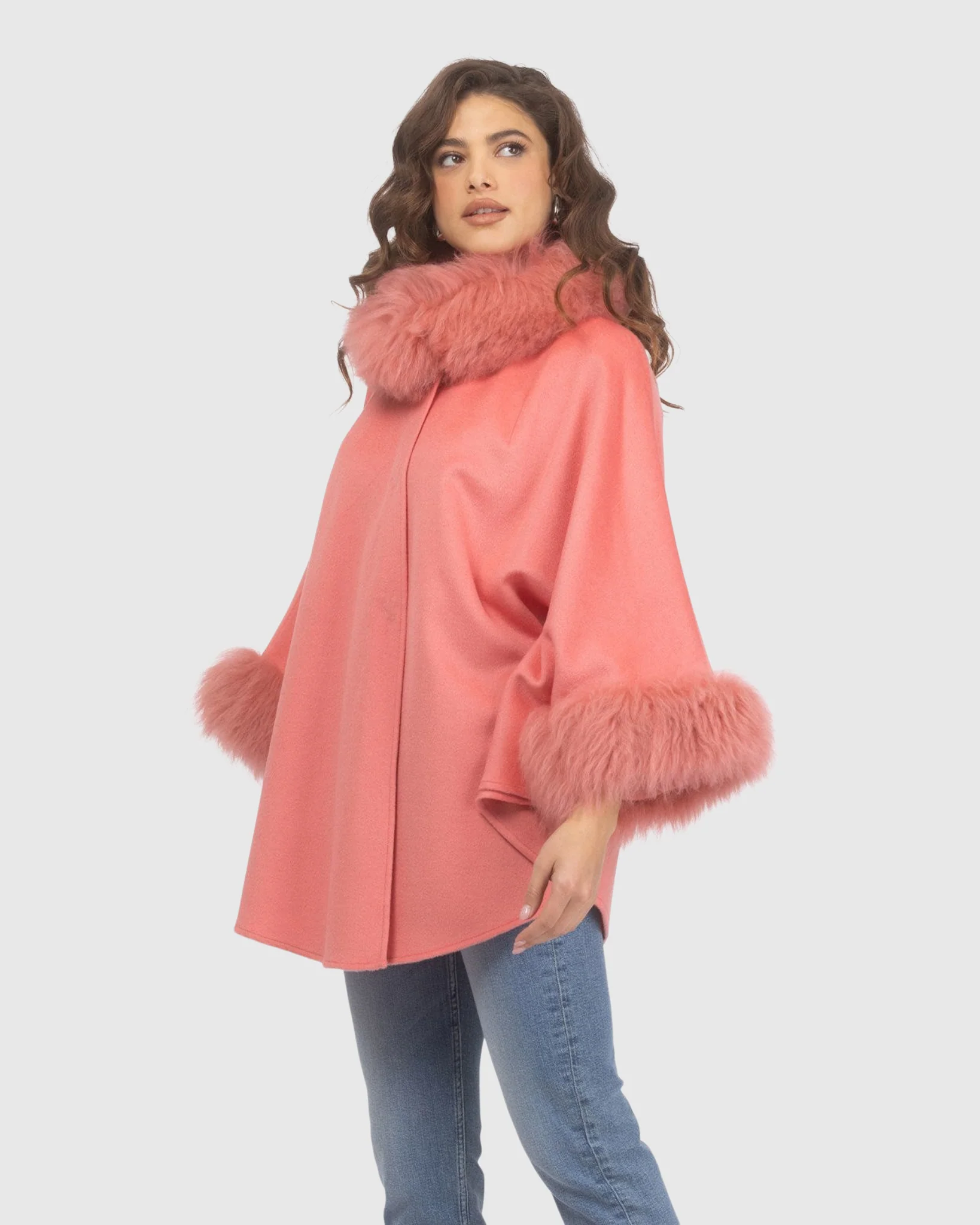 Cashmere & Wool Cape With Select Lamb Trim - Image 55