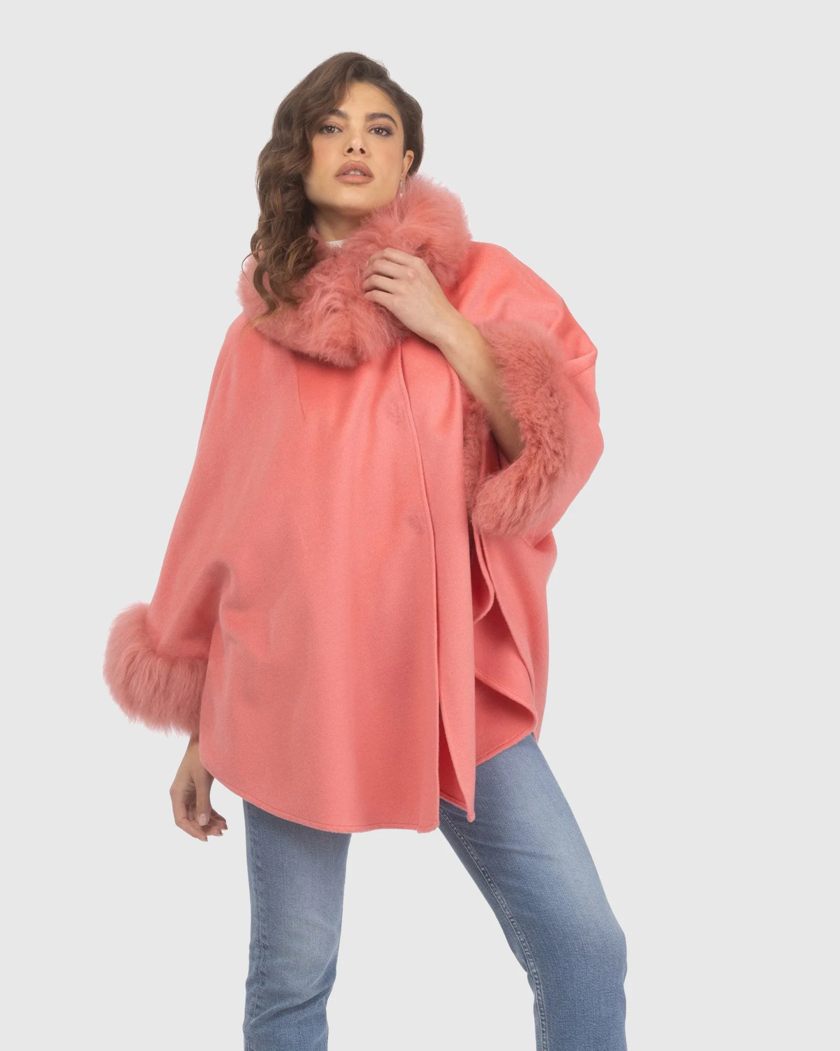 Cashmere & Wool Cape With Select Lamb Trim - Image 56