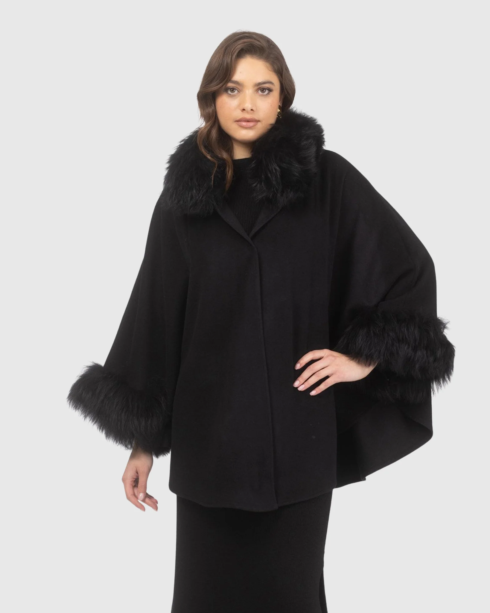 Cashmere & Wool Cape With Select Lamb Trim - Image 7