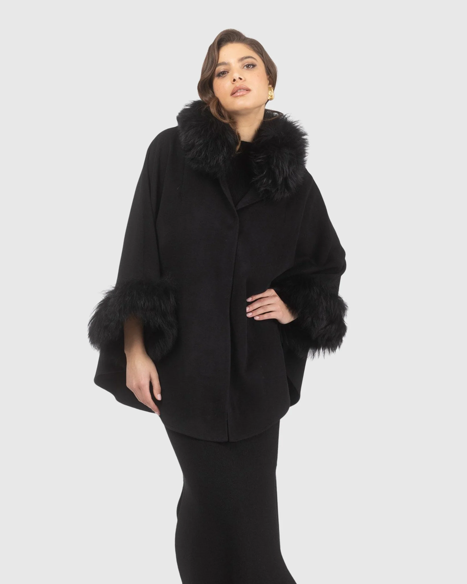 Cashmere & Wool Cape With Select Lamb Trim - Image 8