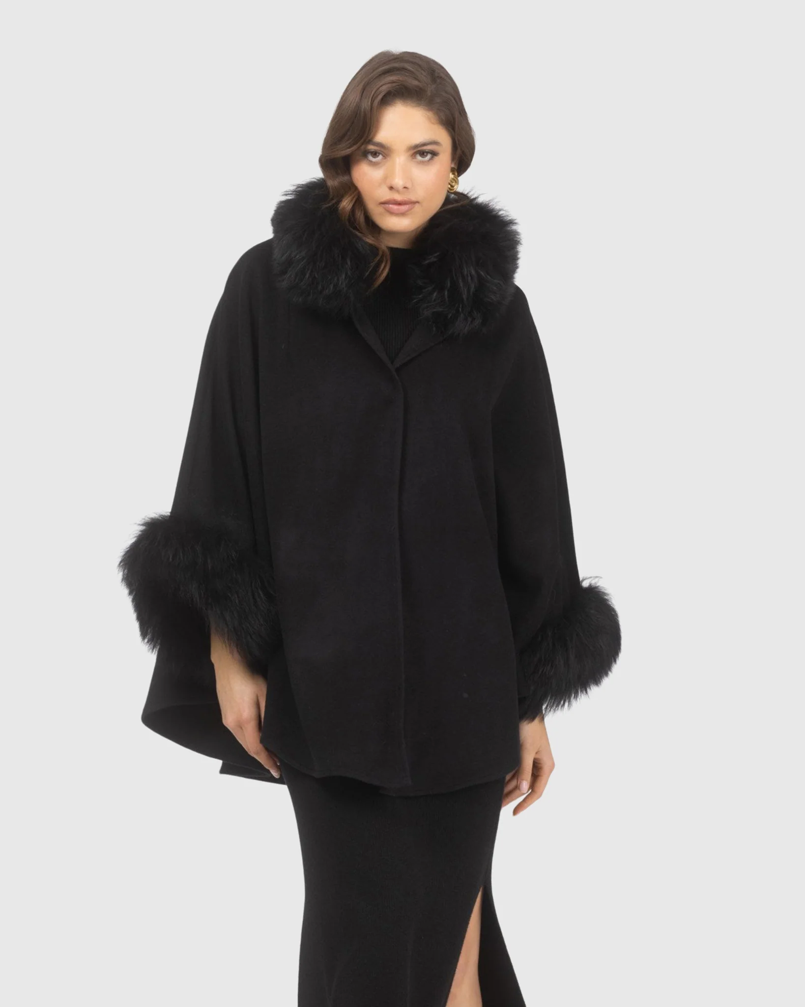 Cashmere & Wool Cape With Select Lamb Trim - Image 9