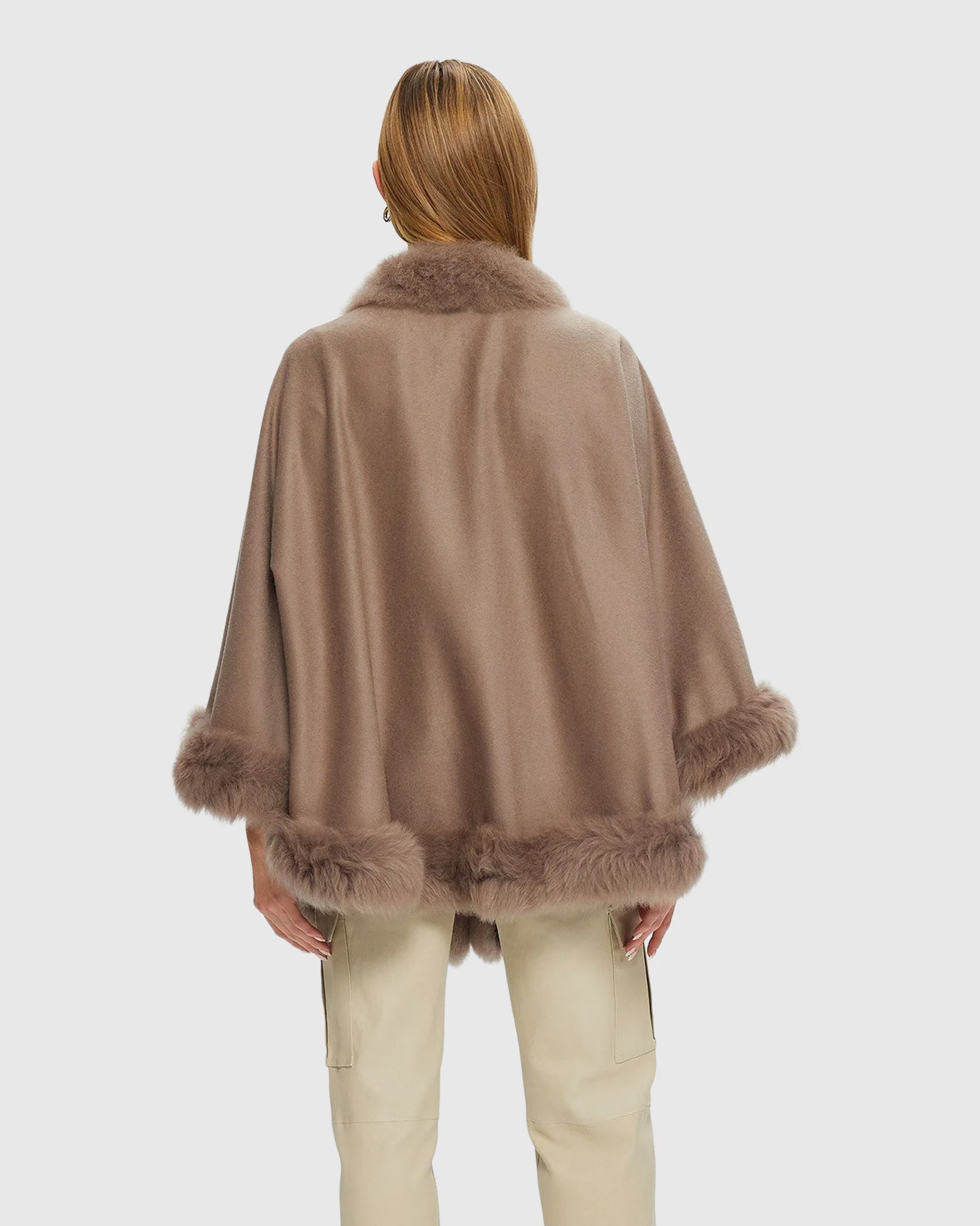 WOOL AND CASHMERE CAPE WITH LAMB TRIM - Image 11