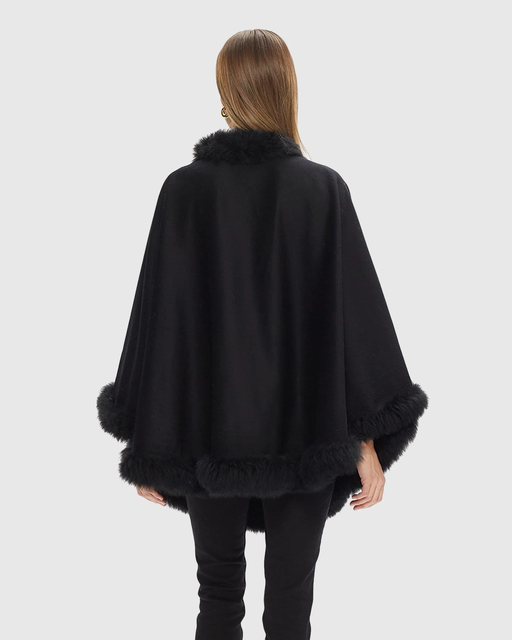 WOOL AND CASHMERE CAPE WITH LAMB TRIM - Image 7
