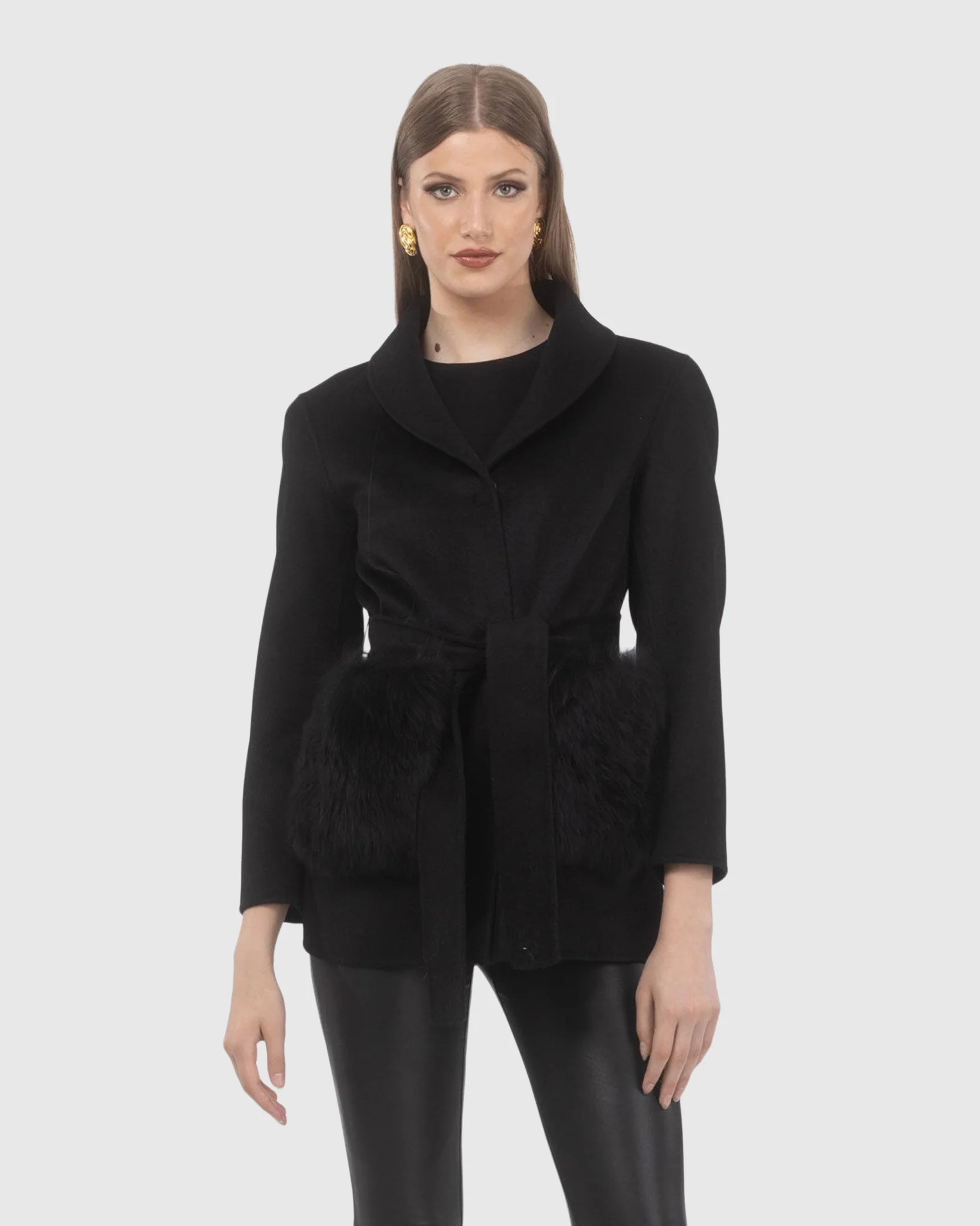 Wool Belted Jacket With Select Lamb Patch Pockets - Image 2