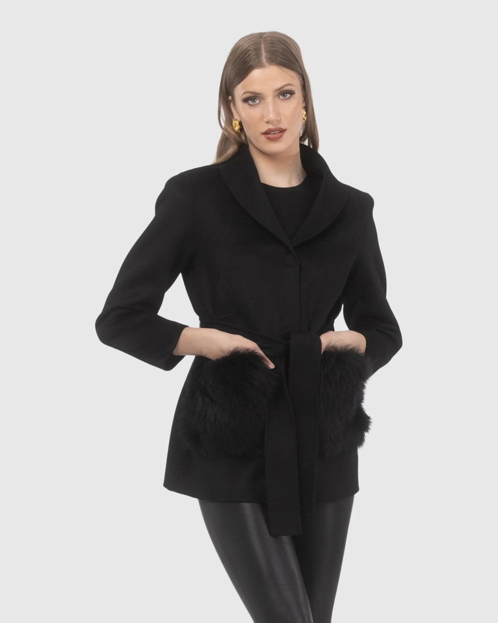 Wool Belted Jacket With Select Lamb Patch Pockets - Image 3